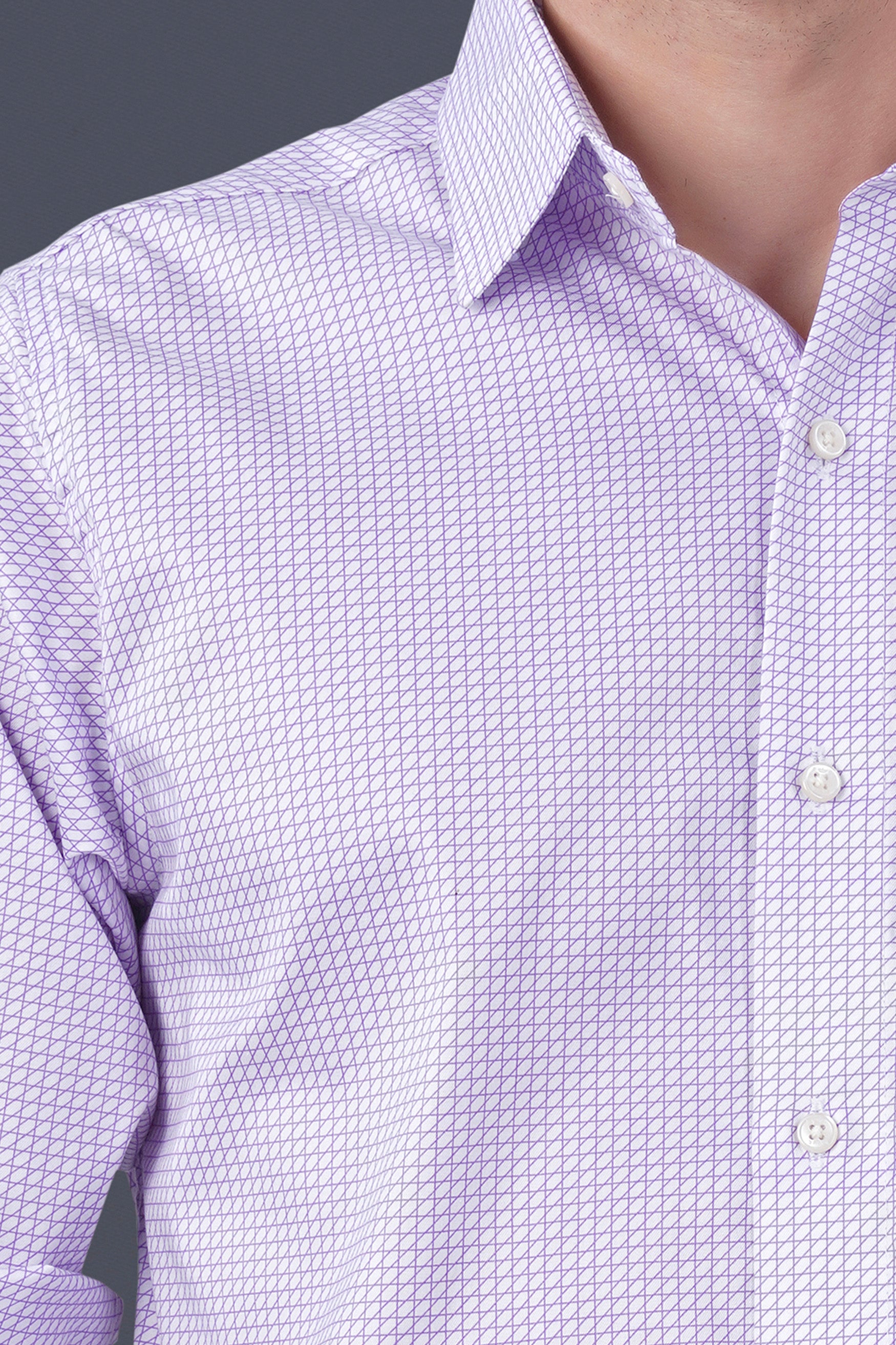 Wisteria Purple and White Checkered Subtle Sheen Super Soft Premium Cotton Shirt