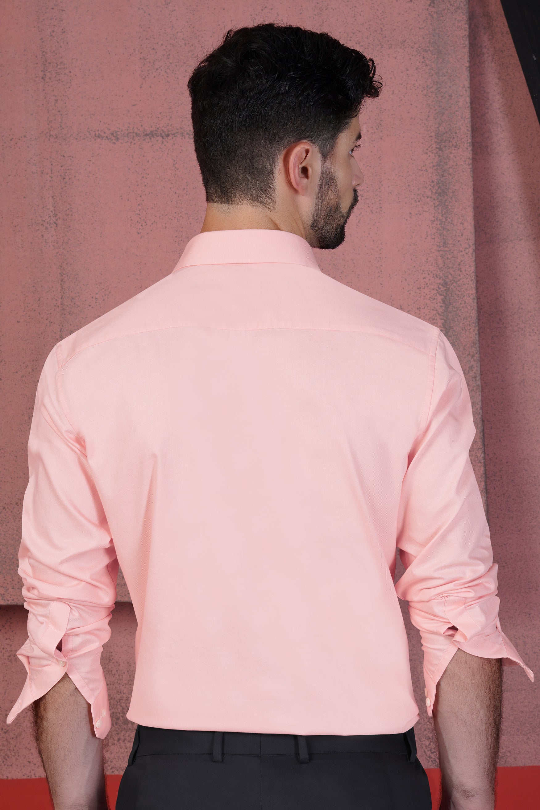 Oyster Pink Formal Plain-Solid Premium Cotton Shirt For Men