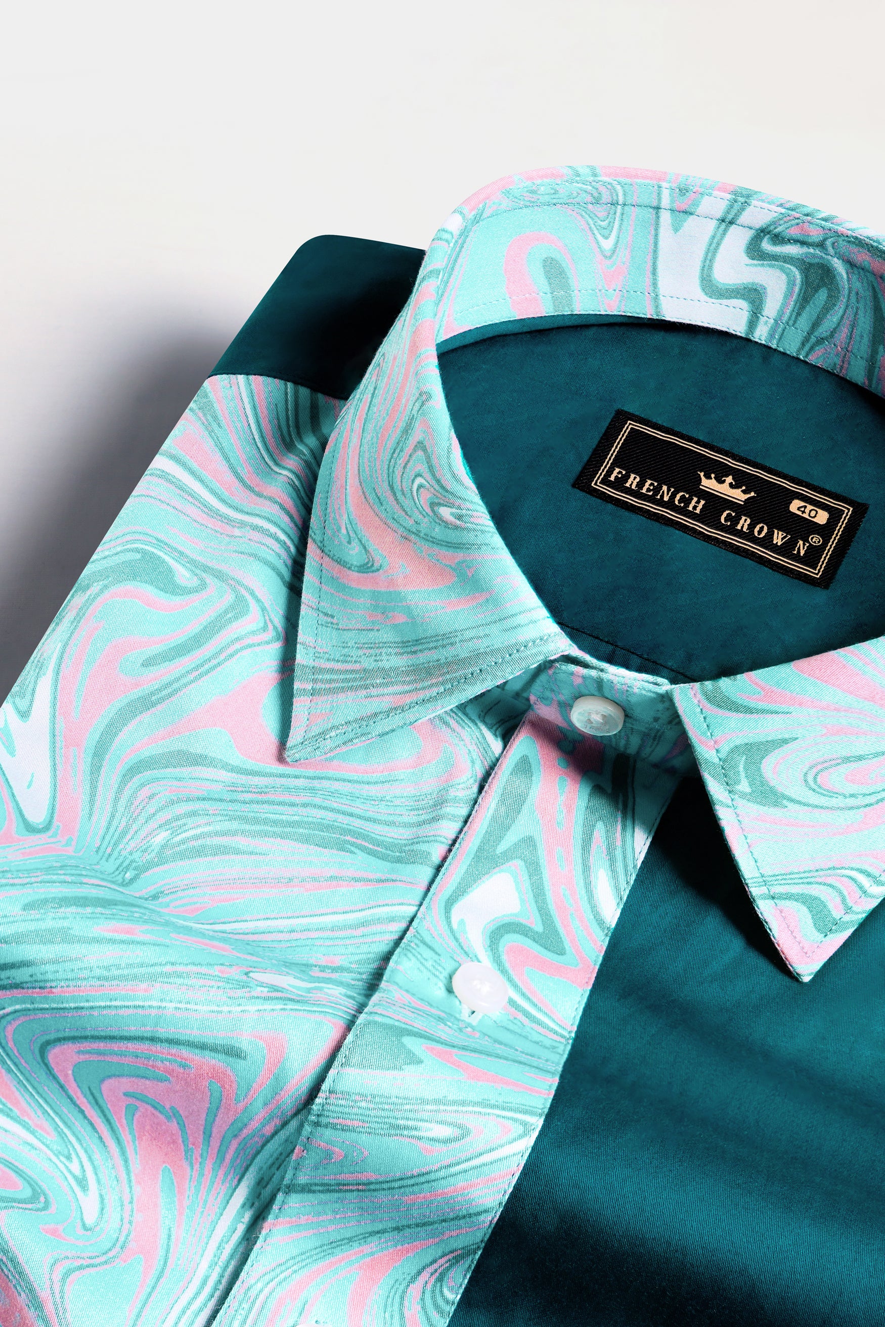 Teal Green Spider and Tiger Embroidered with Blizzard Blue and Cavern Pink Marble Printed Subtle Sheen Super Soft Premium Cotton Designer Shirt 11949-E326-38, 11949-E326-H-38, 11949-E326-39, 11949-E326-H-39, 11949-E326-40, 11949-E326-H-40, 11949-E326-42, 11949-E326-H-42, 11949-E326-44, 11949-E326-H-44, 11949-E326-46, 11949-E326-H-46, 11949-E326-48, 11949-E326-H-48, 11949-E326-50, 11949-E326-H-50, 11949-E326-52, 11949-E326-H-52