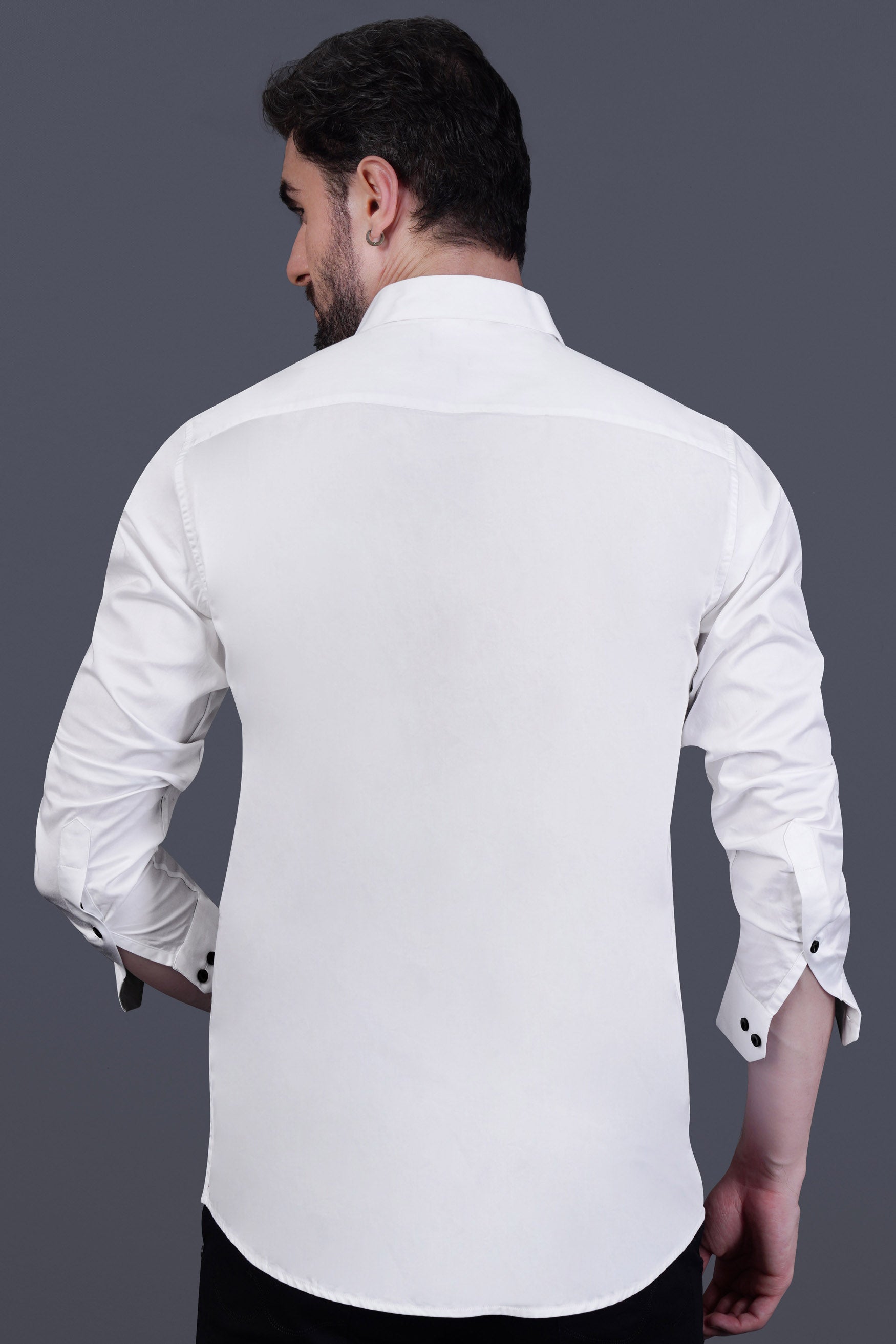Bright White Criss Cross Tucks Subtle Sheen Super Soft Premium Cotton Designer Shirt