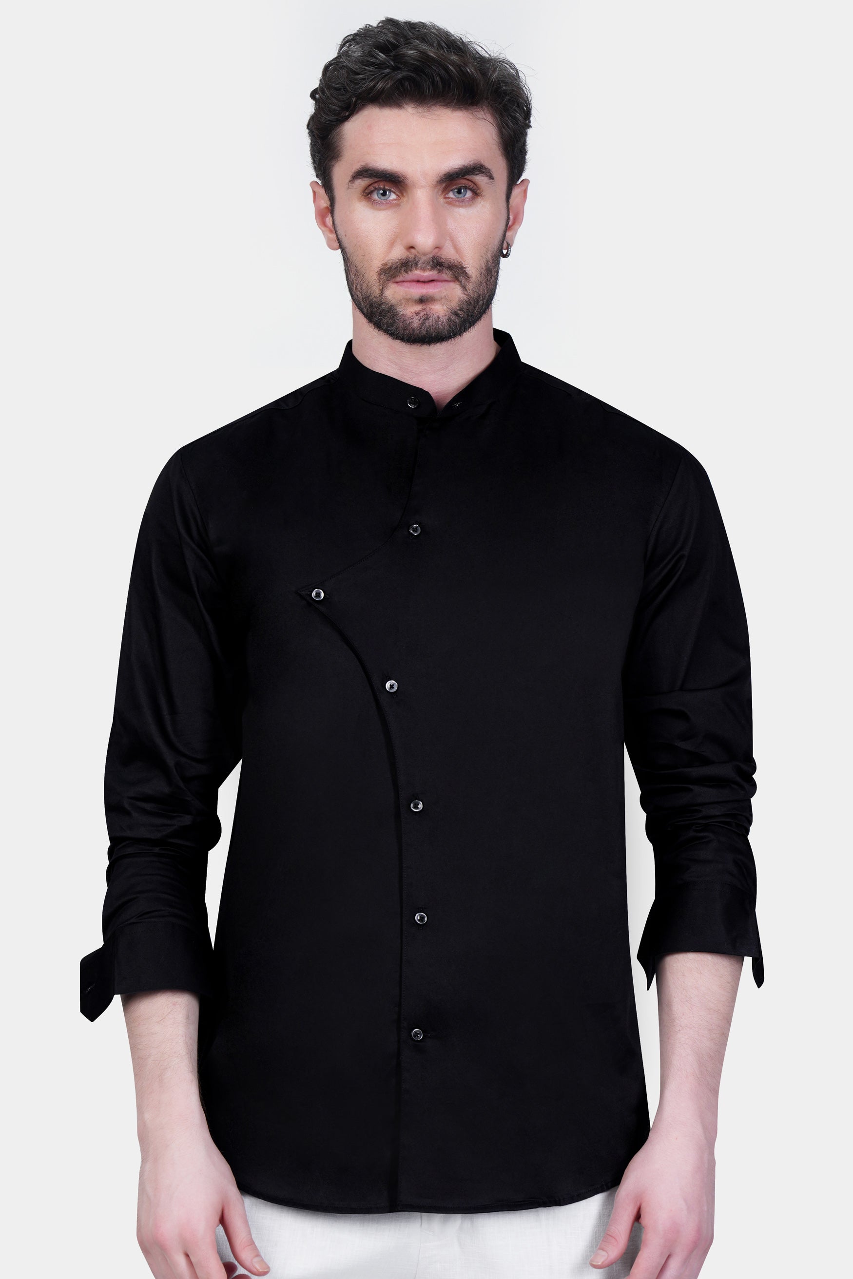 Jade Black Subtle Sheen Super Soft Premium Cotton Designer Shirt