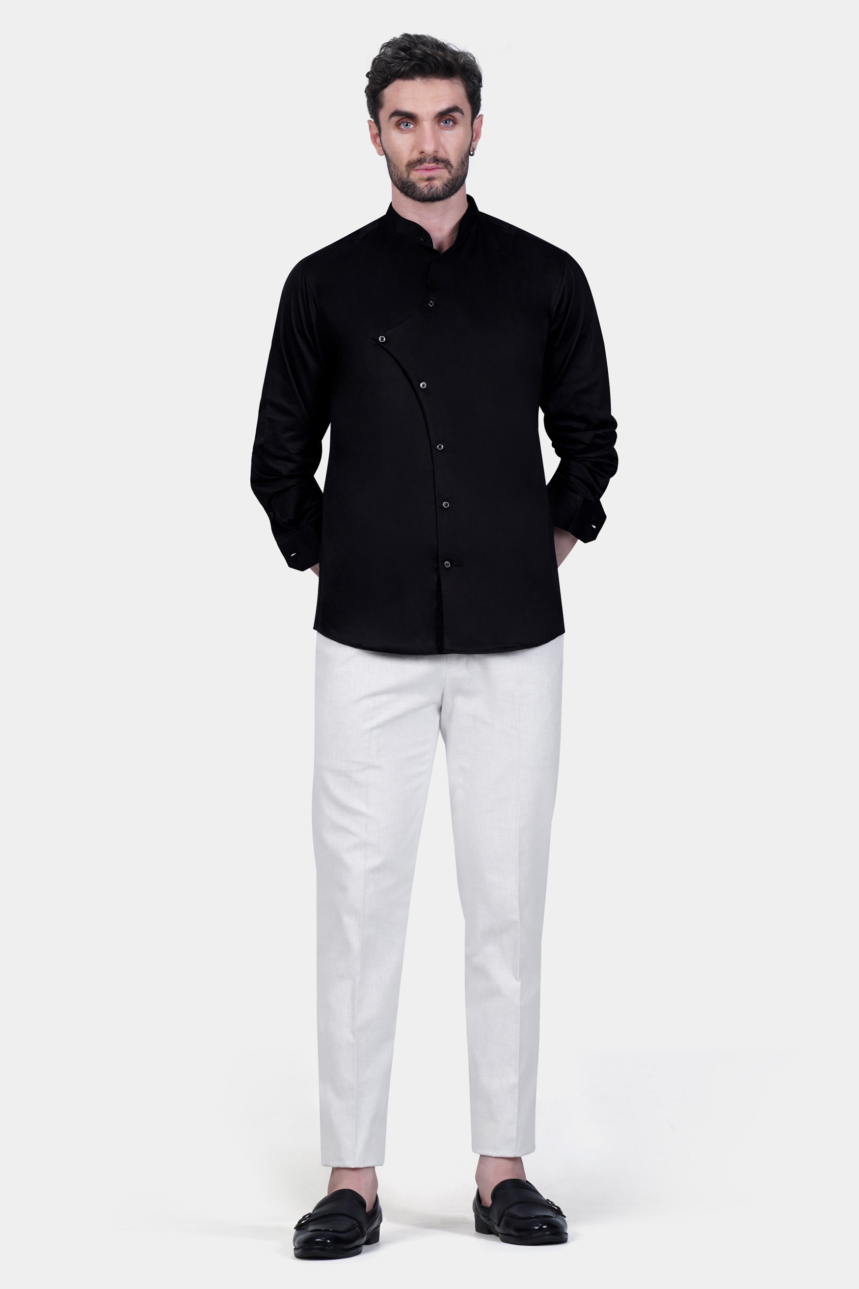 Jade Black Subtle Sheen Super Soft Premium Cotton Designer Shirt