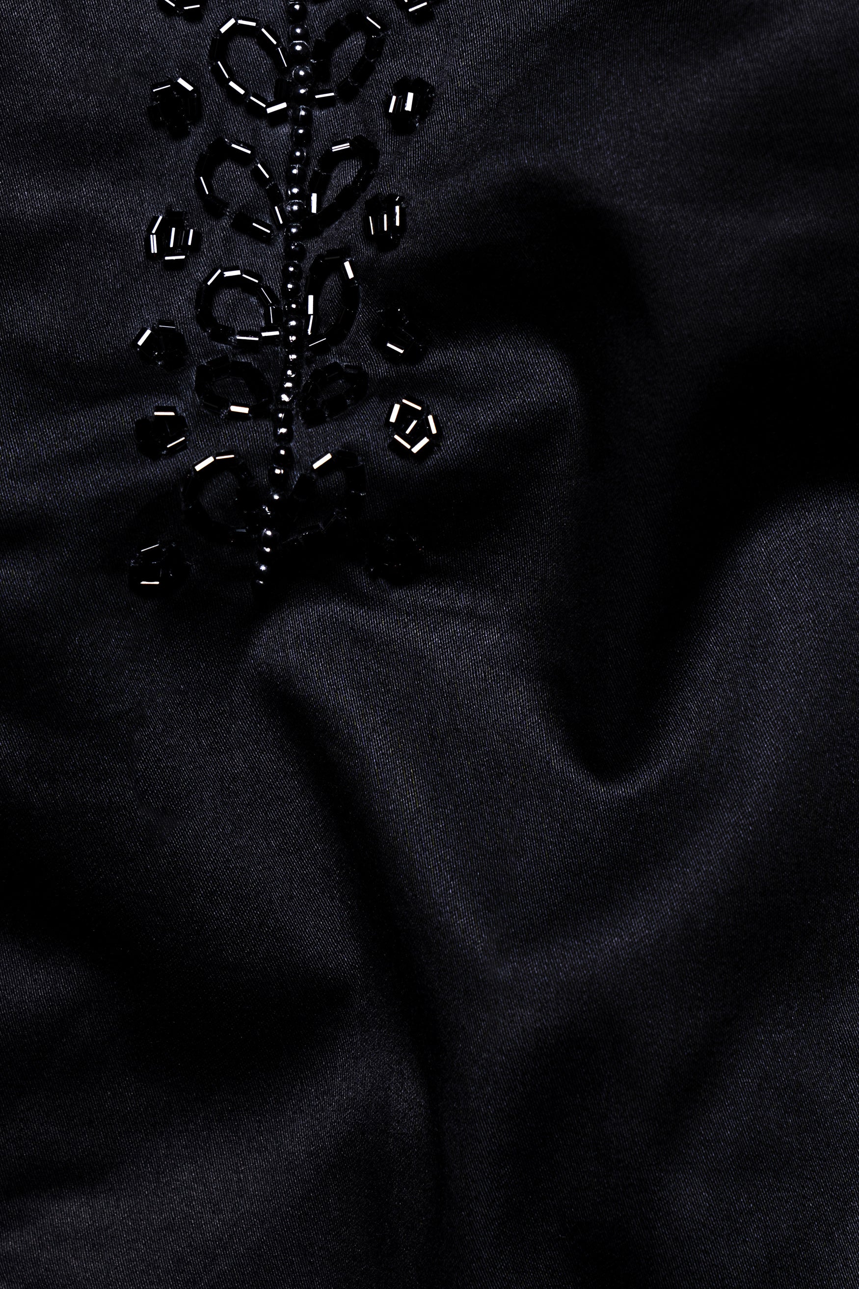 Jade Black Leaves Handcrafted Beadswork Subtle Sheen Super Soft Premium Cotton Designer Shirt