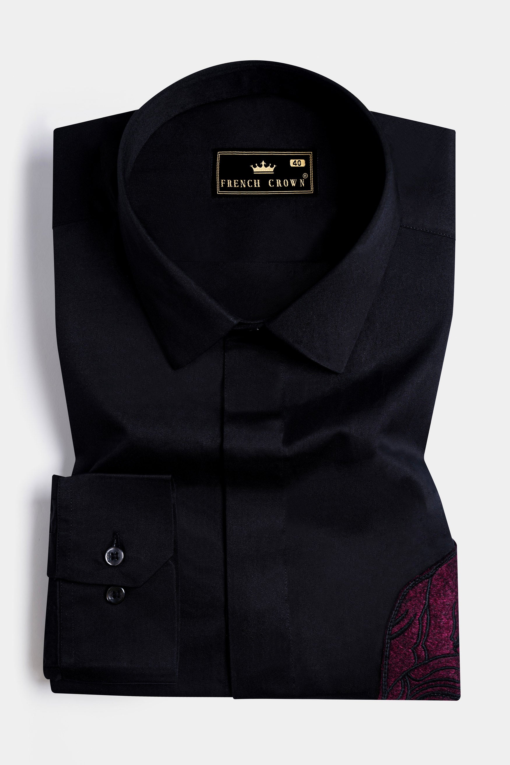 Jade Black Funky Patchwork Subtle Sheen Super Soft Premium Cotton Designer Shirt