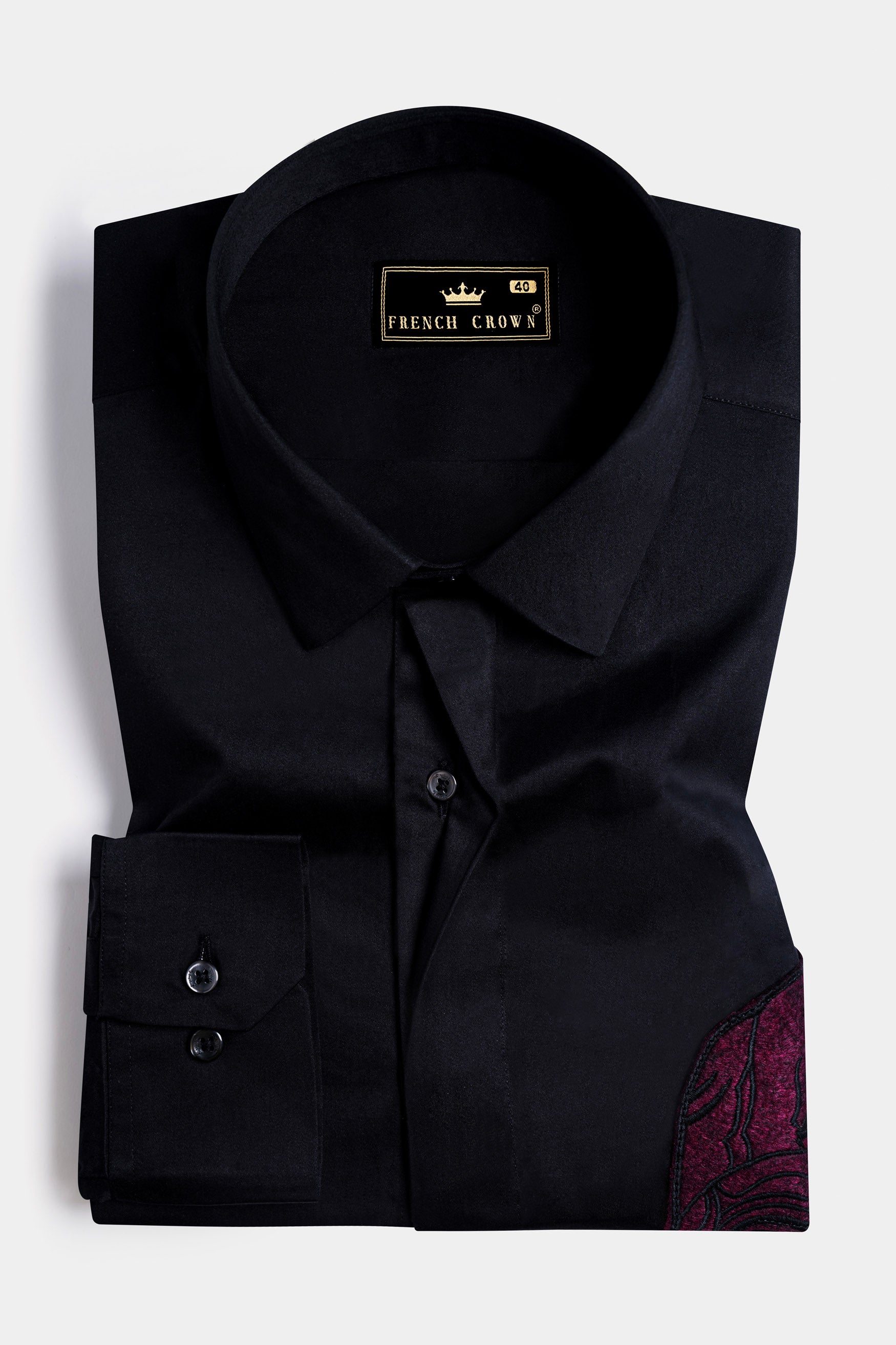 Jade Black Funky Patchwork Subtle Sheen Super Soft Premium Cotton Designer Shirt