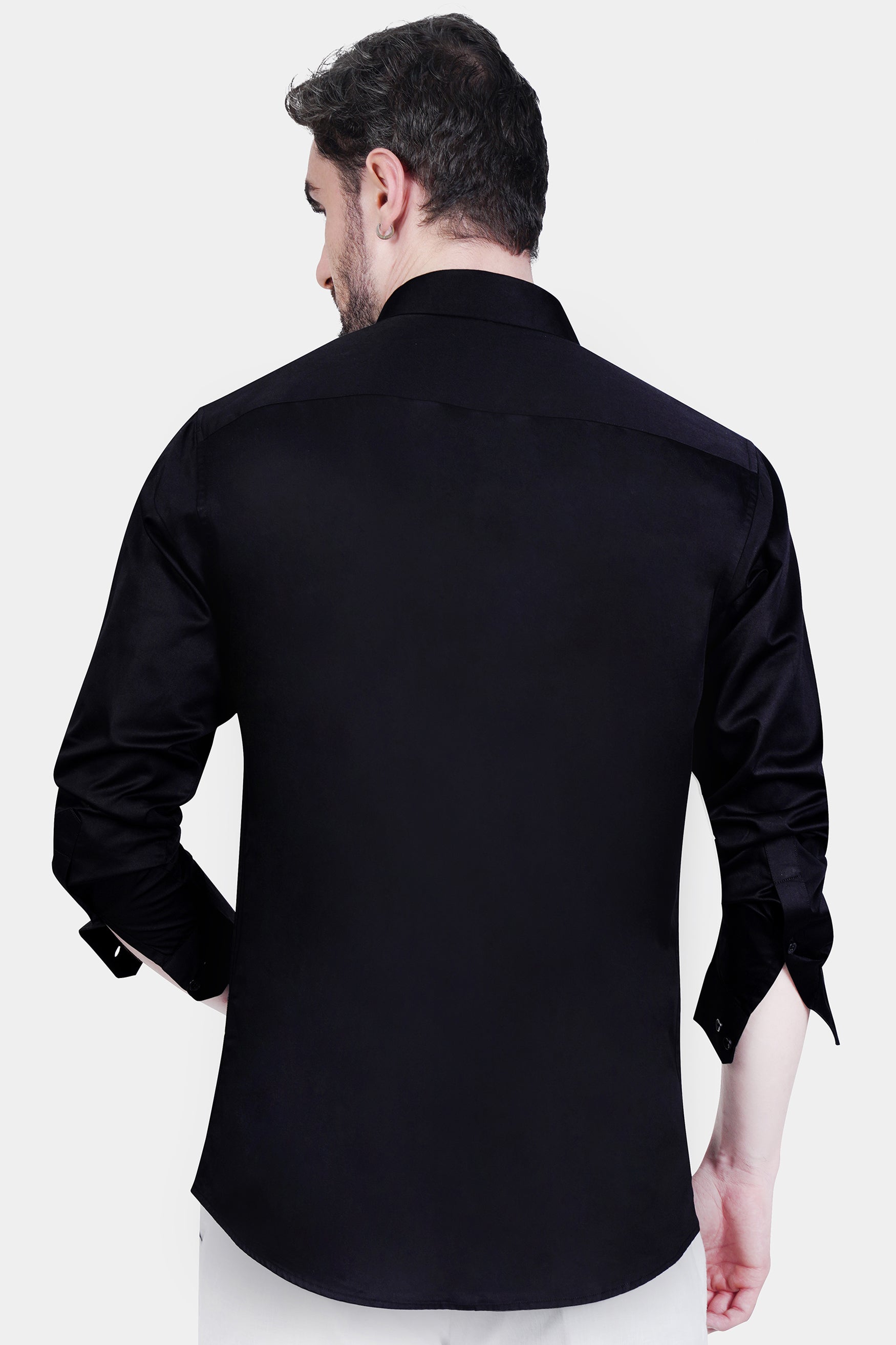 Jade Black Moti Work Subtle Sheen Super Soft Premium Cotton Designer Shirt