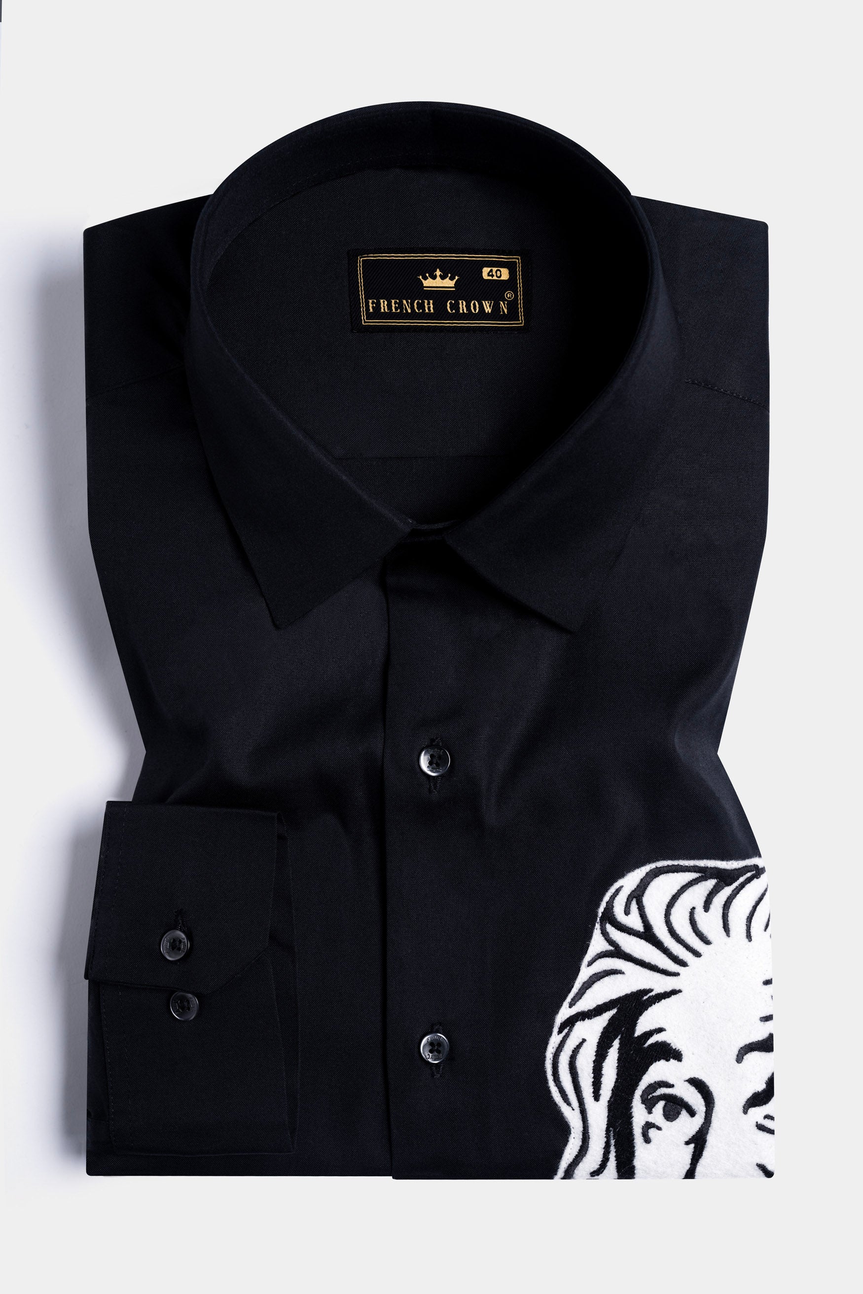 Jade Black Funny Einstein Patchwork Royal Oxford Designer Shirt