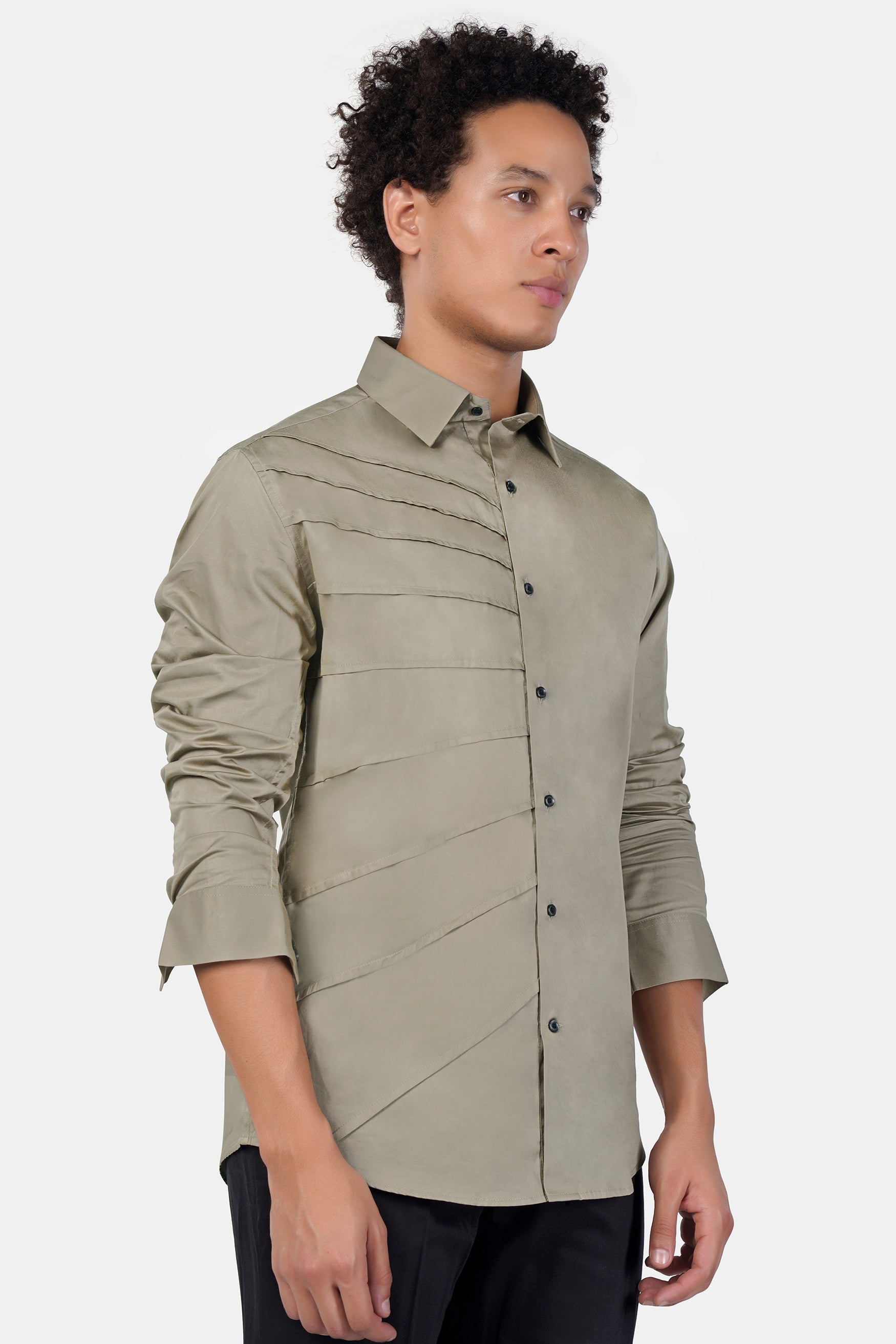 Zorba Brown Tucks Subtle Sheen Super Soft Premium Cotton Designer Shirt