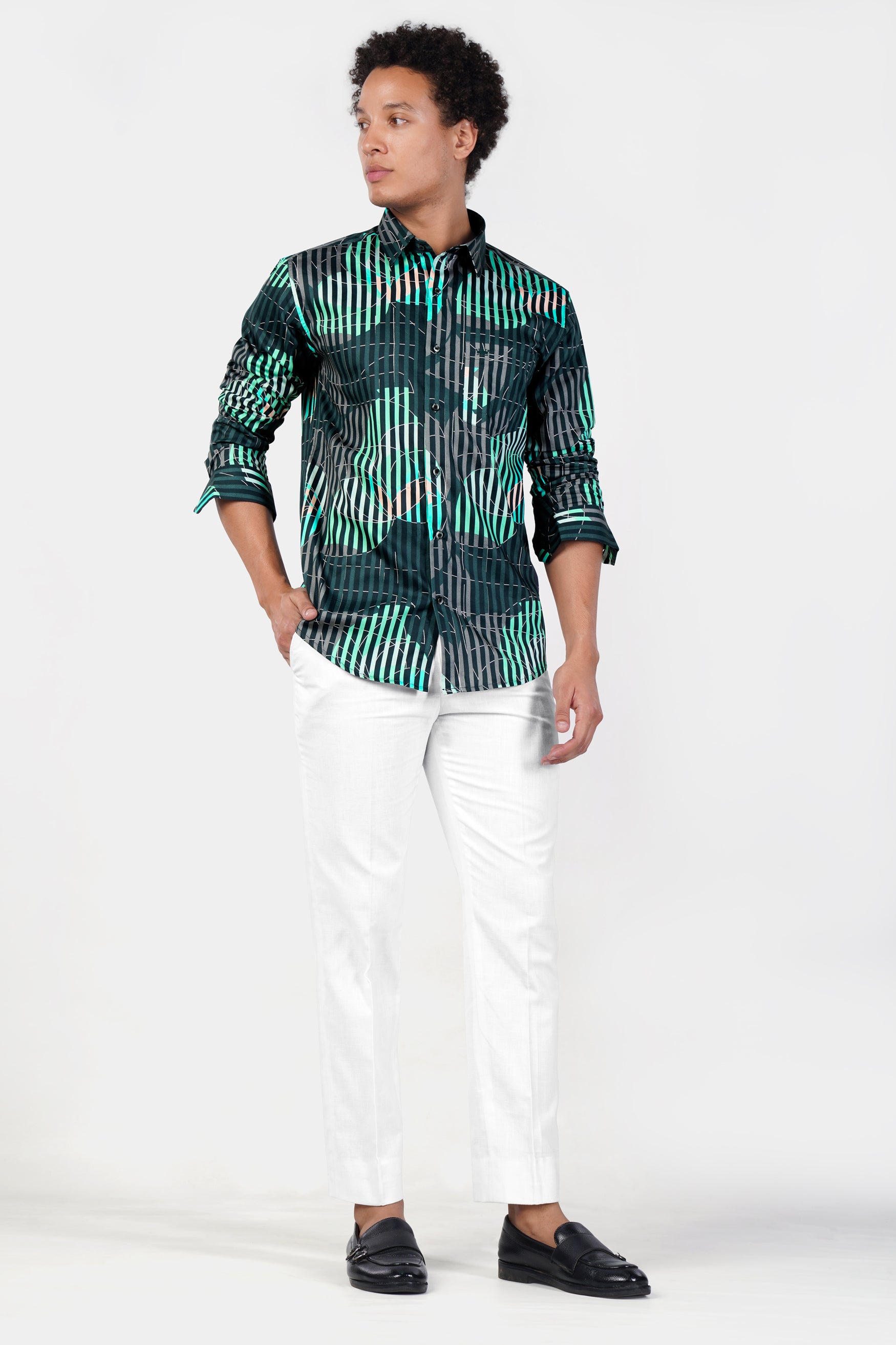 Plantation Green with Almond Beige and Mountain Green Linear Abstract Printed Subtle Sheen Super Soft Premium Cotton Designer Shirt 12043-BLK-38, 12043-BLK-H-38, 12043-BLK-39, 12043-BLK-H-39, 12043-BLK-40, 12043-BLK-H-40, 12043-BLK-42, 12043-BLK-H-42, 12043-BLK-44, 12043-BLK-H-44, 12043-BLK-46, 12043-BLK-H-46, 12043-BLK-48, 12043-BLK-H-48, 12043-BLK-50, 12043-BLK-H-50, 12043-BLK-52, 12043-BLK-H-52