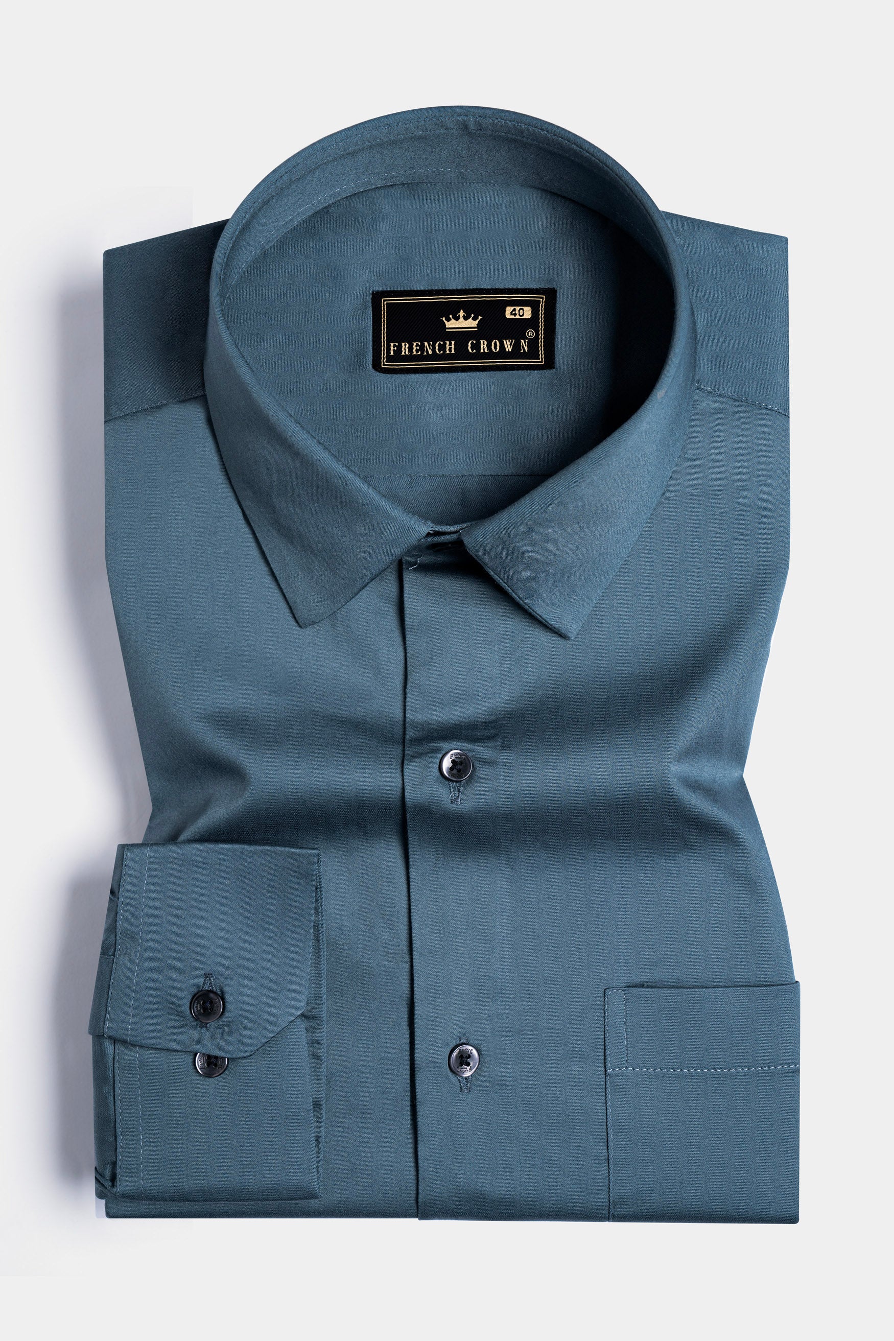Fiord Blue Subtle Sheen Super Soft Premium Cotton Shirt