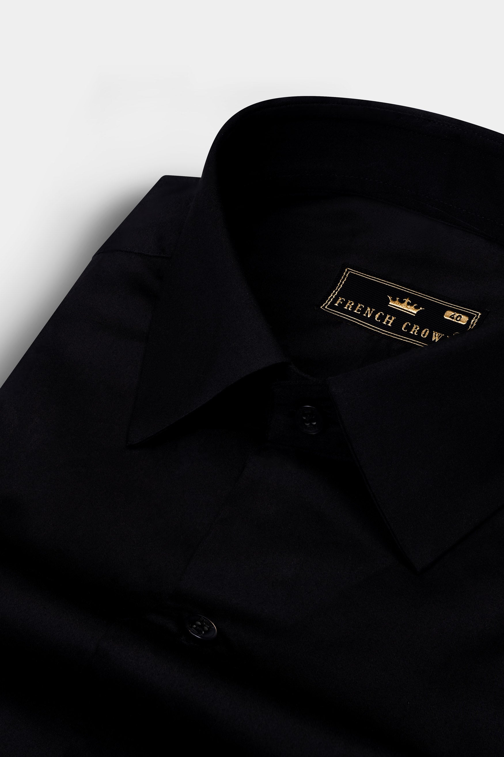 Jade Black French Crown Acronym Embroidered Subtle Sheen Super Soft Premium Cotton Designer Shirt