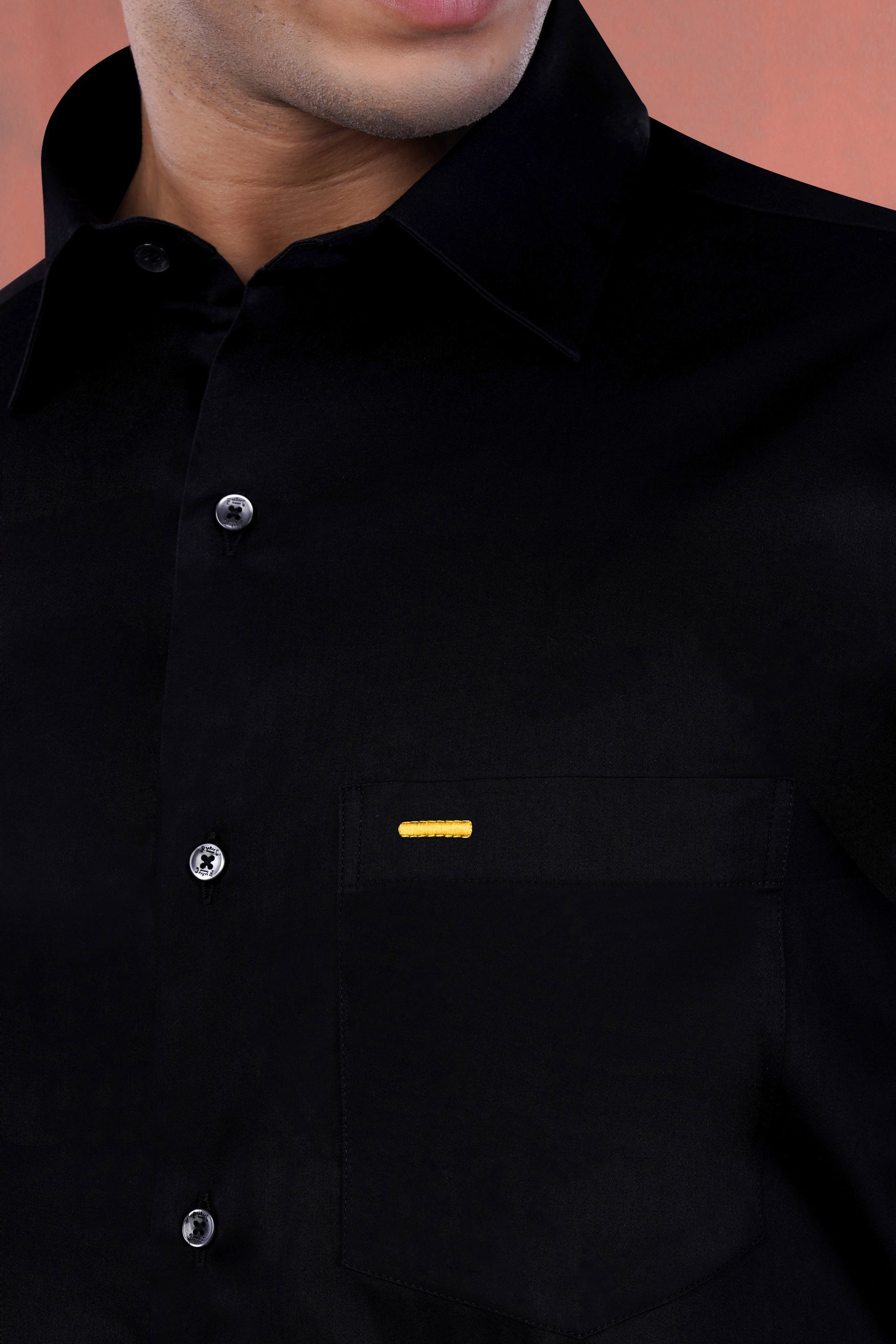 Jade Black Line Element Embroidered Subtle Sheen Super Soft Premium Cotton Designer Shirt