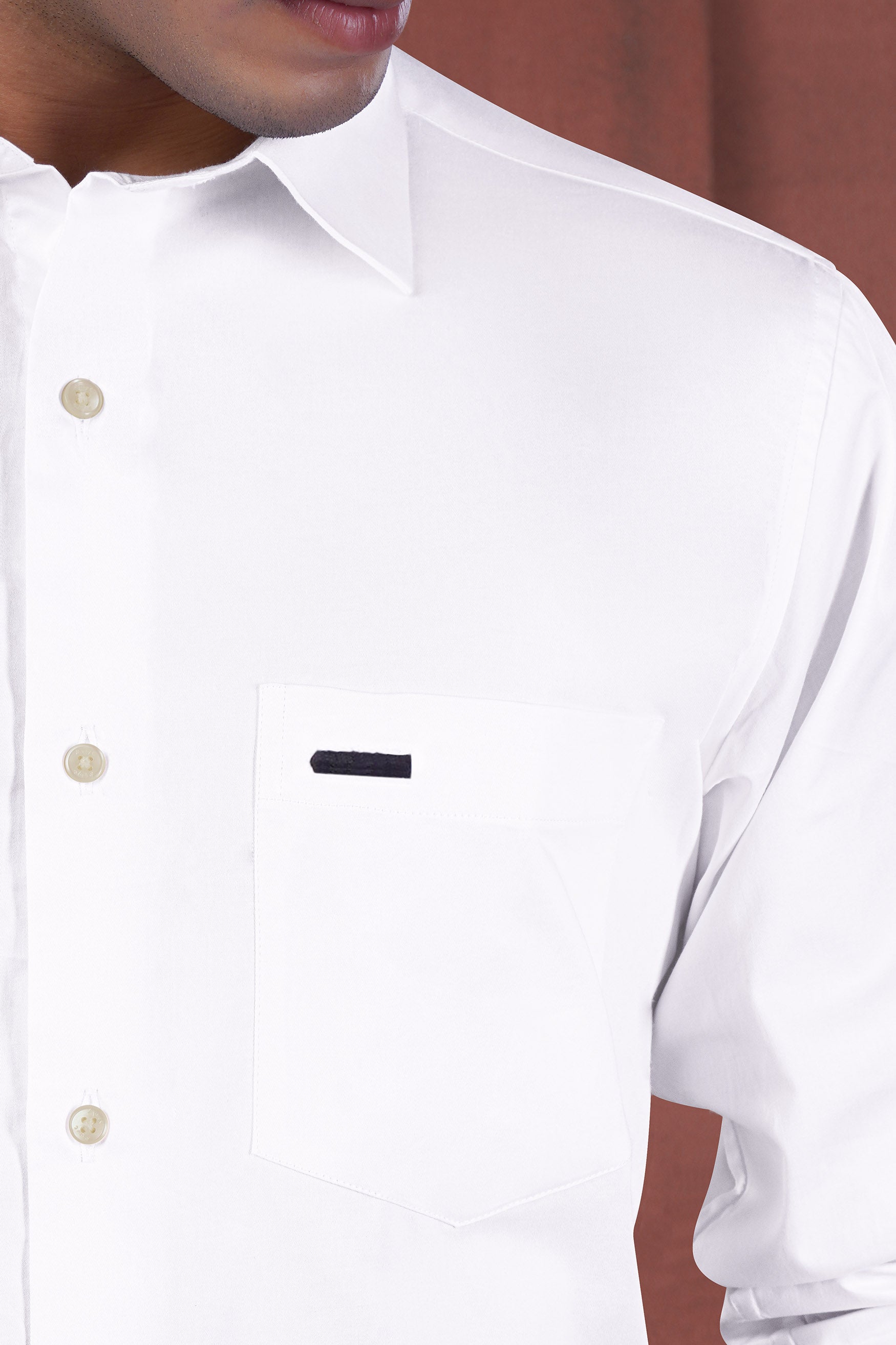 Bright White Line Embroidered Premium Cotton Designer Shirt