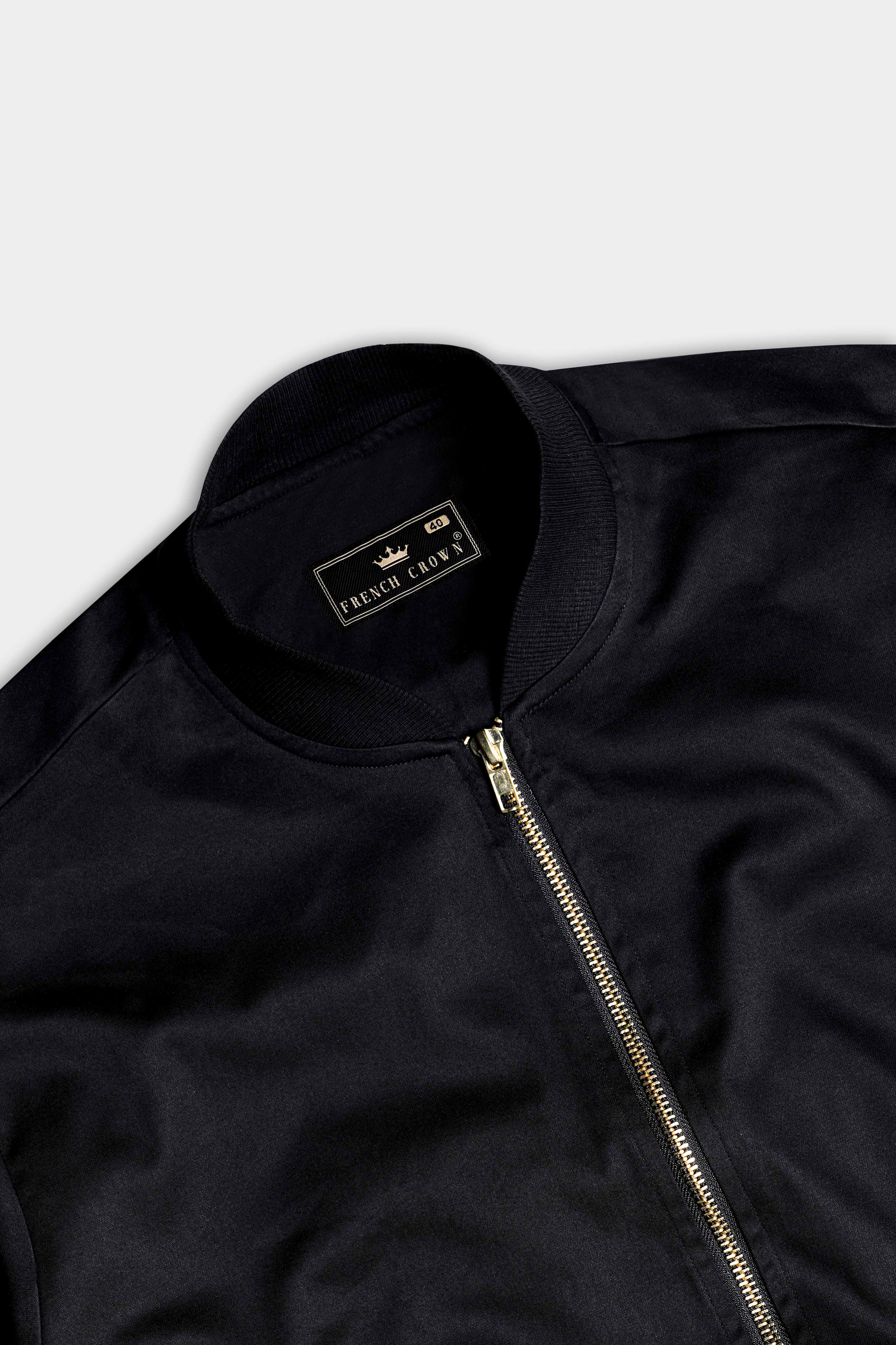 Black bomber hotsell jacket gold zipper