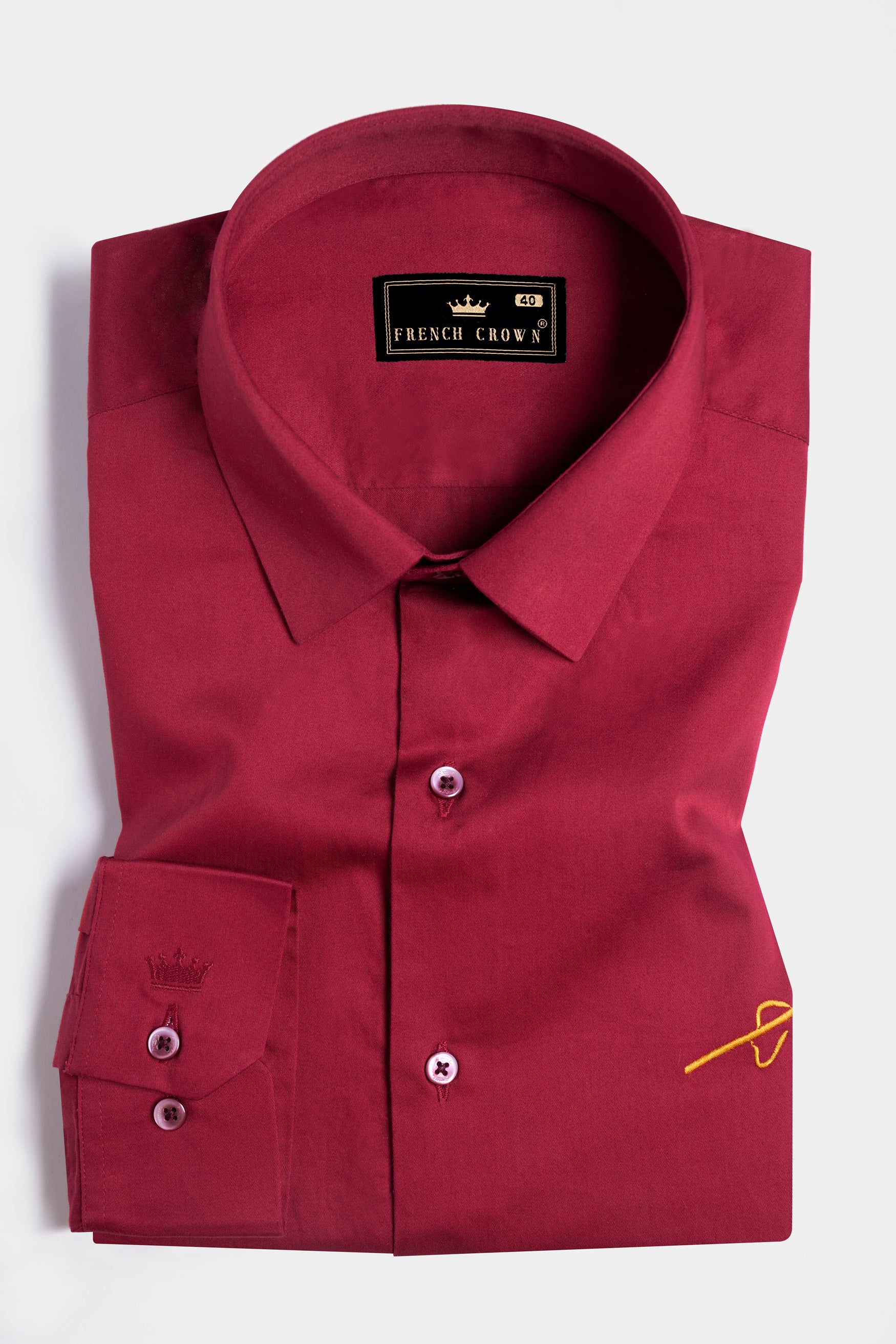 Claret Red Lord Krishna Embroidered Subtle Sheen Super Soft Premium Cotton Designer Shirt