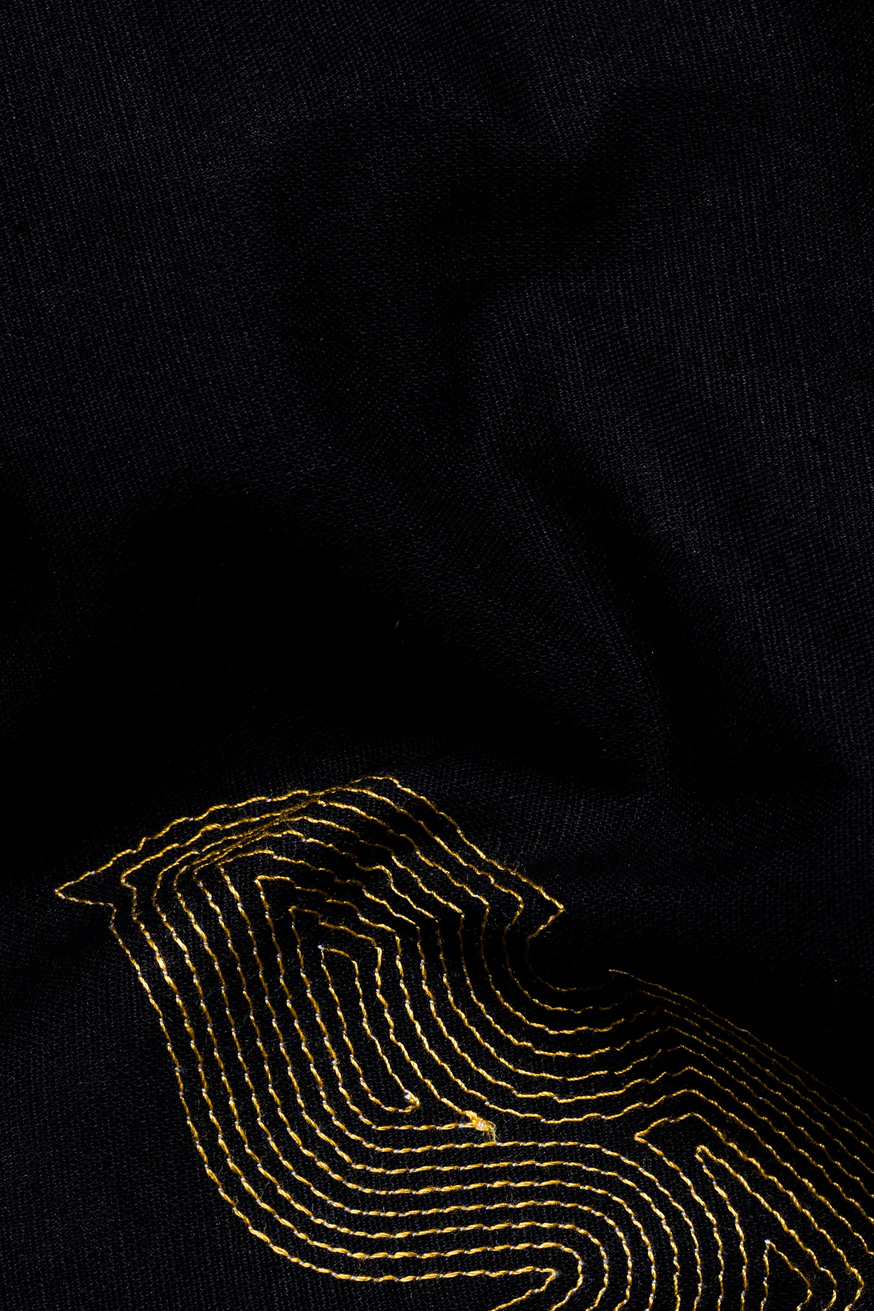 Jade Black Banana Leaves Embroidered Luxurious Linen Designer Shirt