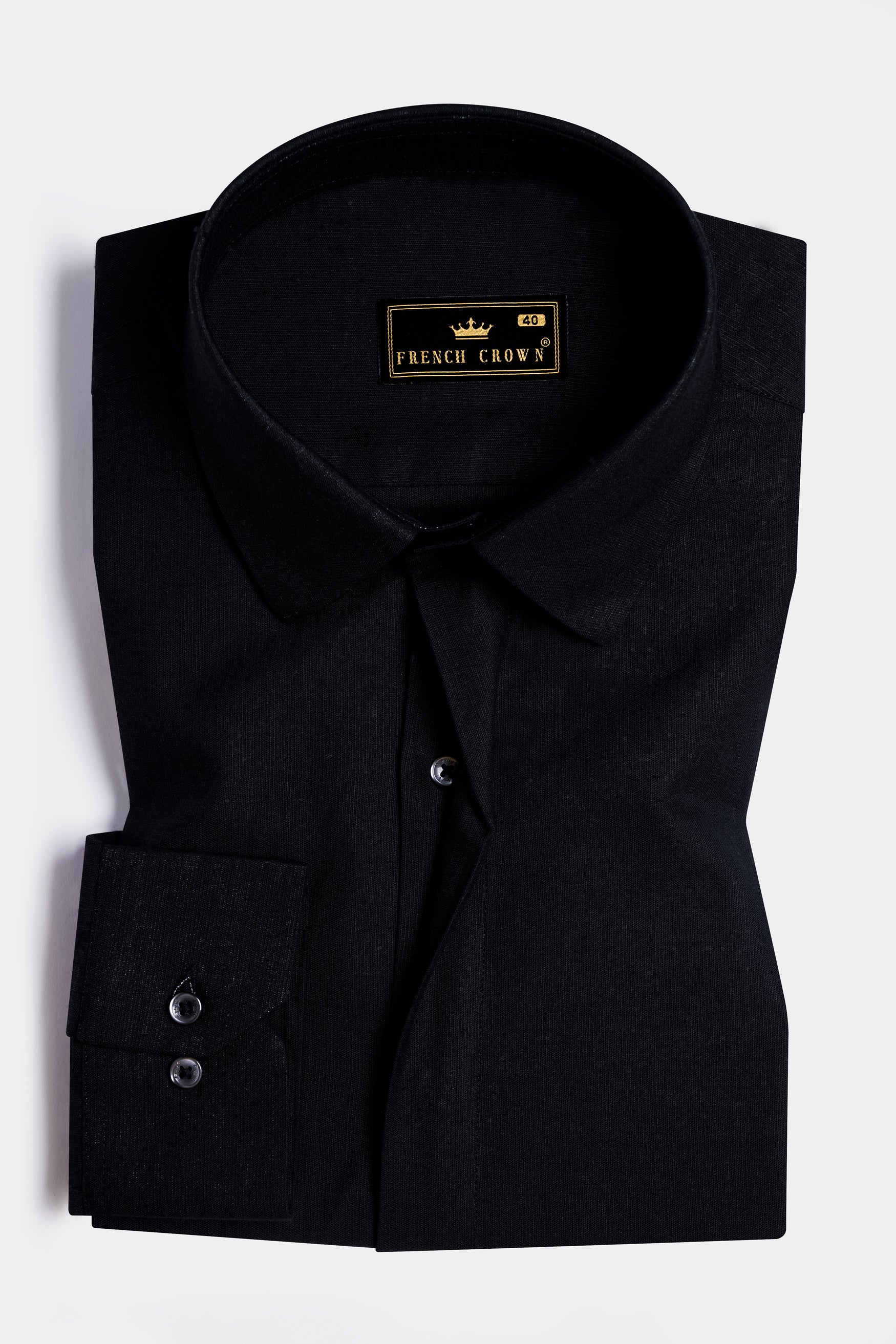 Jade Black Banana Leaves Embroidered Luxurious Linen Designer Shirt