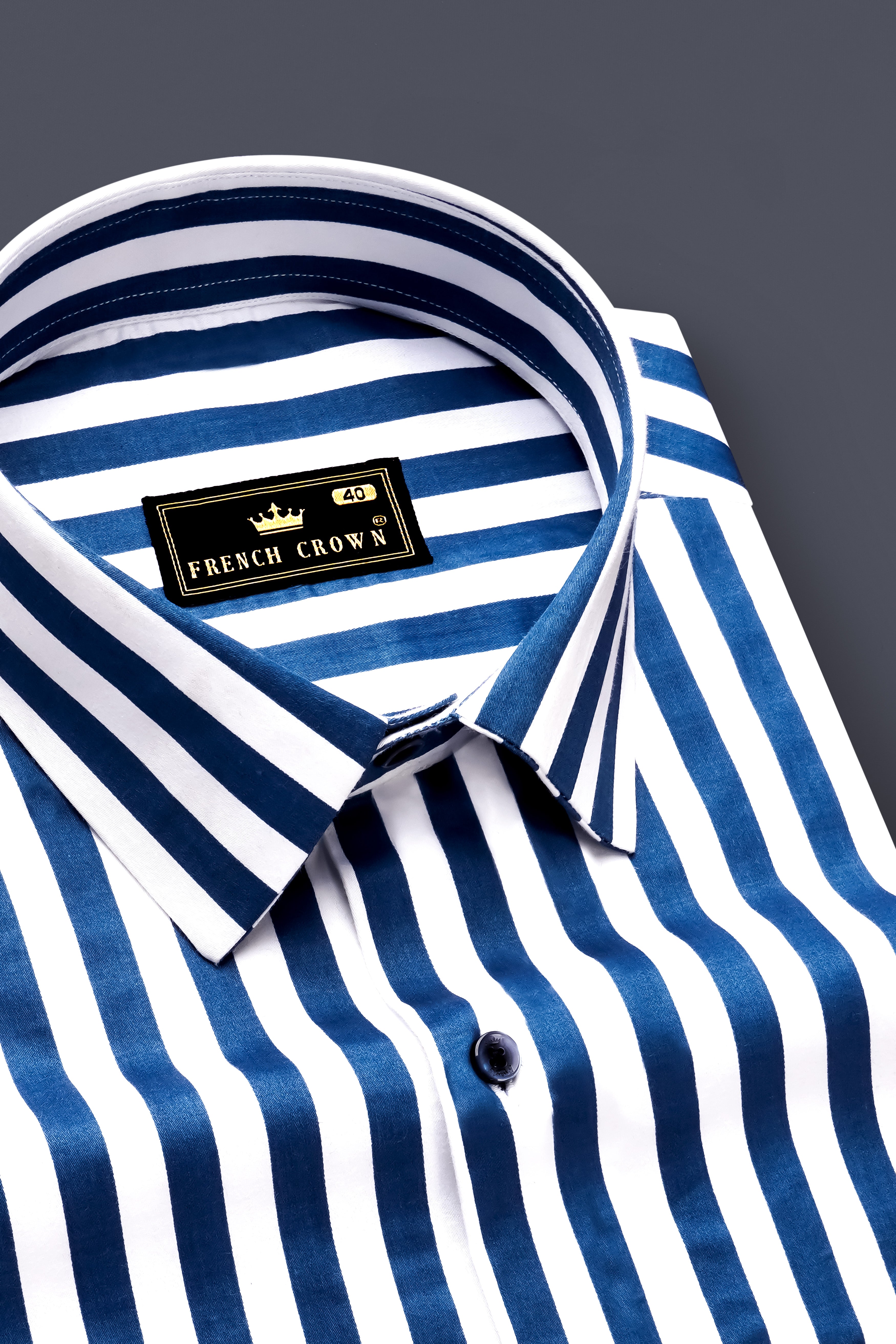 Regal Blue and Bright White Striped Subtle Sheen Super Soft Premium Cotton Designer Shirt
