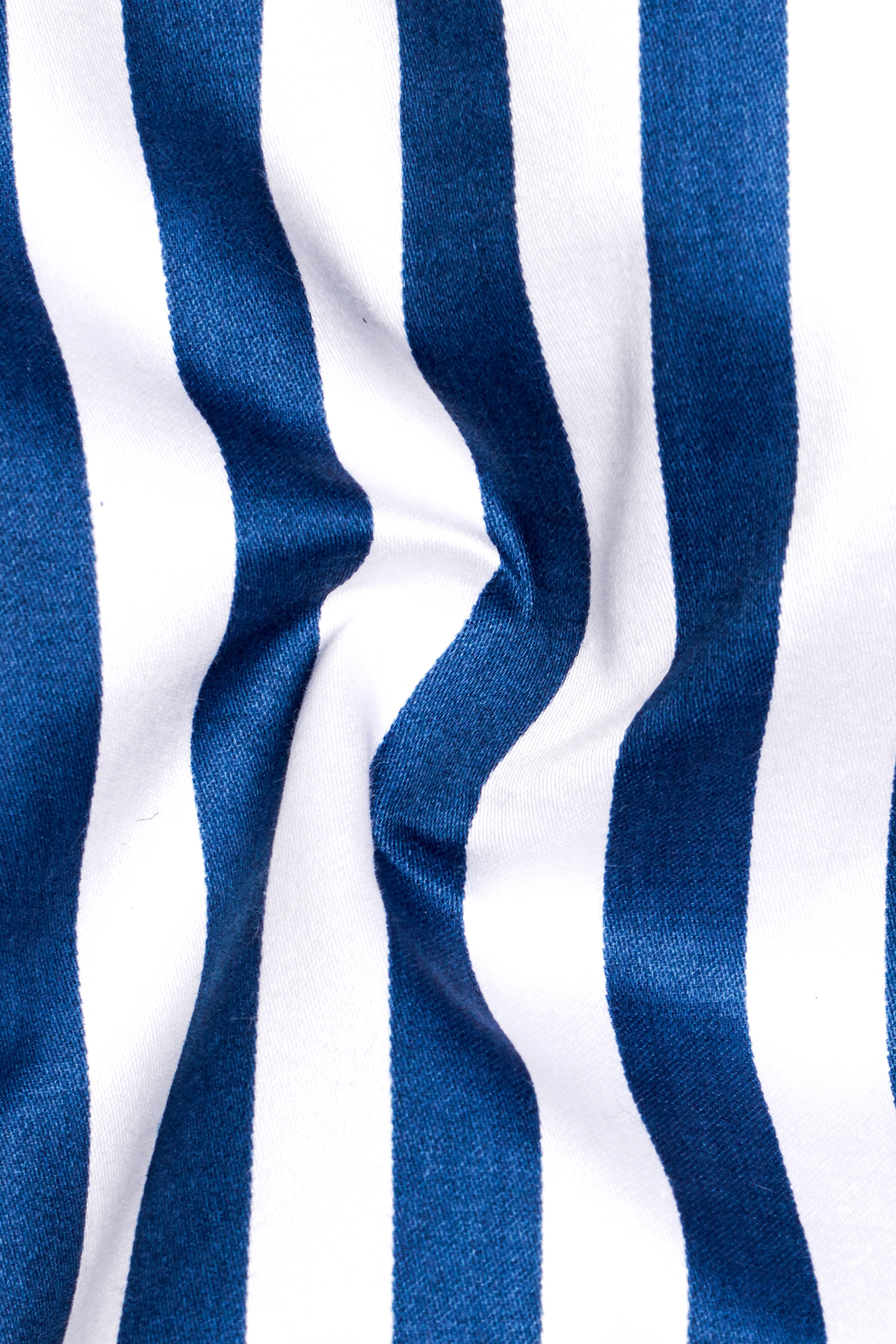 Regal Blue and Bright White Striped Subtle Sheen Super Soft Premium Cotton Designer Shirt