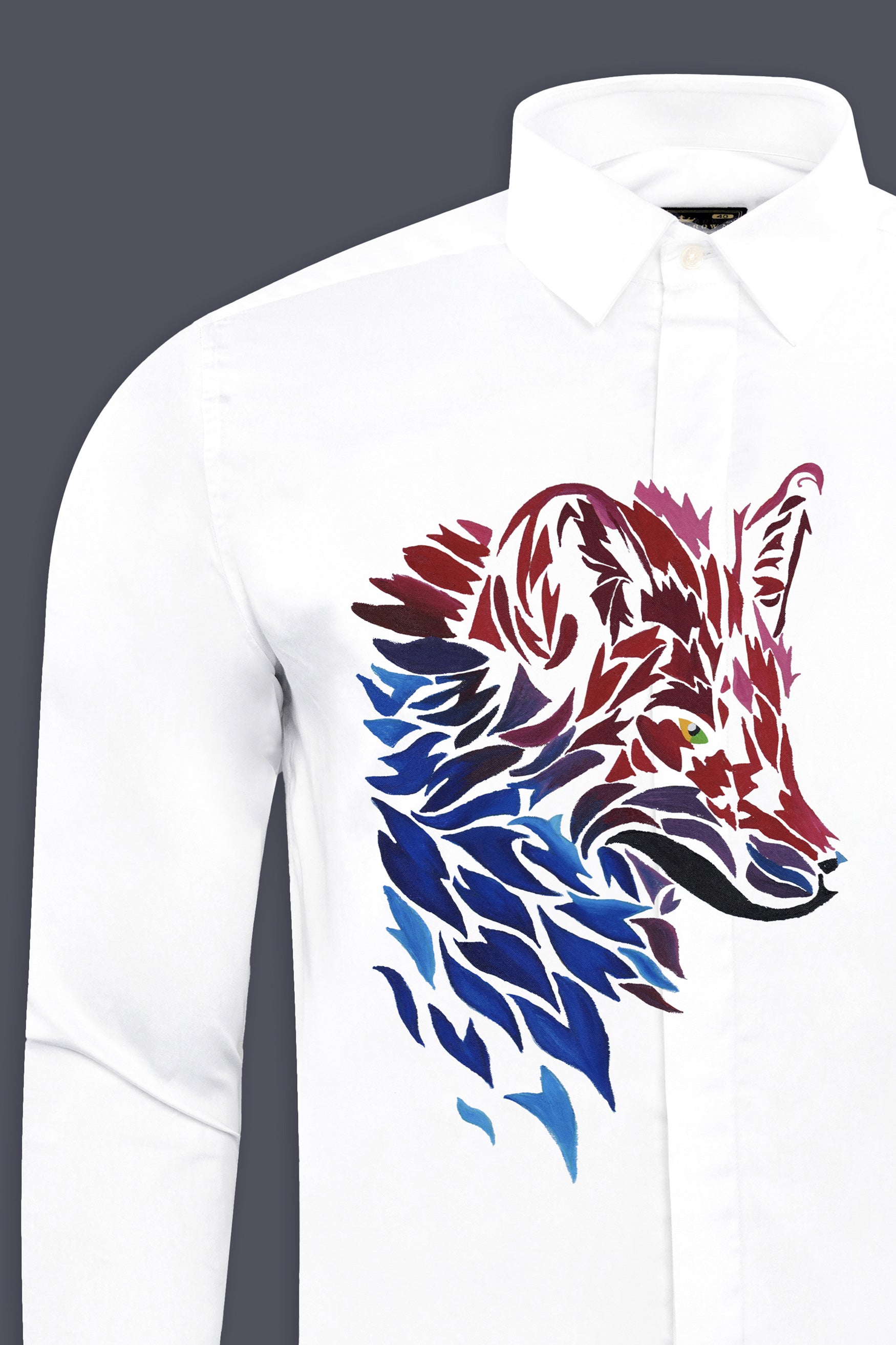 Bright White Aesthetic Wolf hand painted effect Printed Subtle Sheen Super Soft Premium Cotton Designer Shirt 12211-NP-P782-38, 12211-NP-P782-H-38, 12211-NP-P782-39, 12211-NP-P782-H-39, 12211-NP-P782-40, 12211-NP-P782-H-40, 12211-NP-P782-42, 12211-NP-P782-H-42, 12211-NP-P782-44, 12211-NP-P782-H-44, 12211-NP-P782-46, 12211-NP-P782-H-46, 12211-NP-P782-48, 12211-NP-P782-H-48, 12211-NP-P782-50, 12211-NP-P782-H-50, 12211-NP-P782-52, 12211-NP-P782-H-52