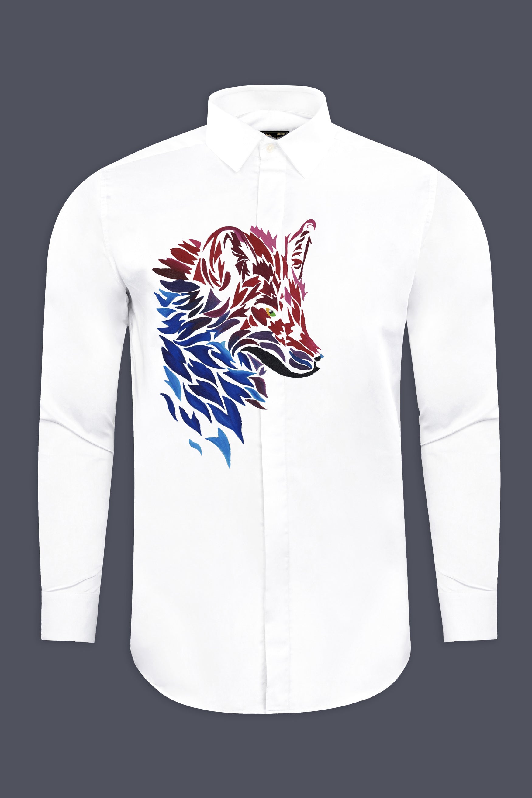 Bright White Aesthetic Wolf hand painted effect Printed Subtle Sheen Super Soft Premium Cotton Designer Shirt 12211-NP-P782-38, 12211-NP-P782-H-38, 12211-NP-P782-39, 12211-NP-P782-H-39, 12211-NP-P782-40, 12211-NP-P782-H-40, 12211-NP-P782-42, 12211-NP-P782-H-42, 12211-NP-P782-44, 12211-NP-P782-H-44, 12211-NP-P782-46, 12211-NP-P782-H-46, 12211-NP-P782-48, 12211-NP-P782-H-48, 12211-NP-P782-50, 12211-NP-P782-H-50, 12211-NP-P782-52, 12211-NP-P782-H-52