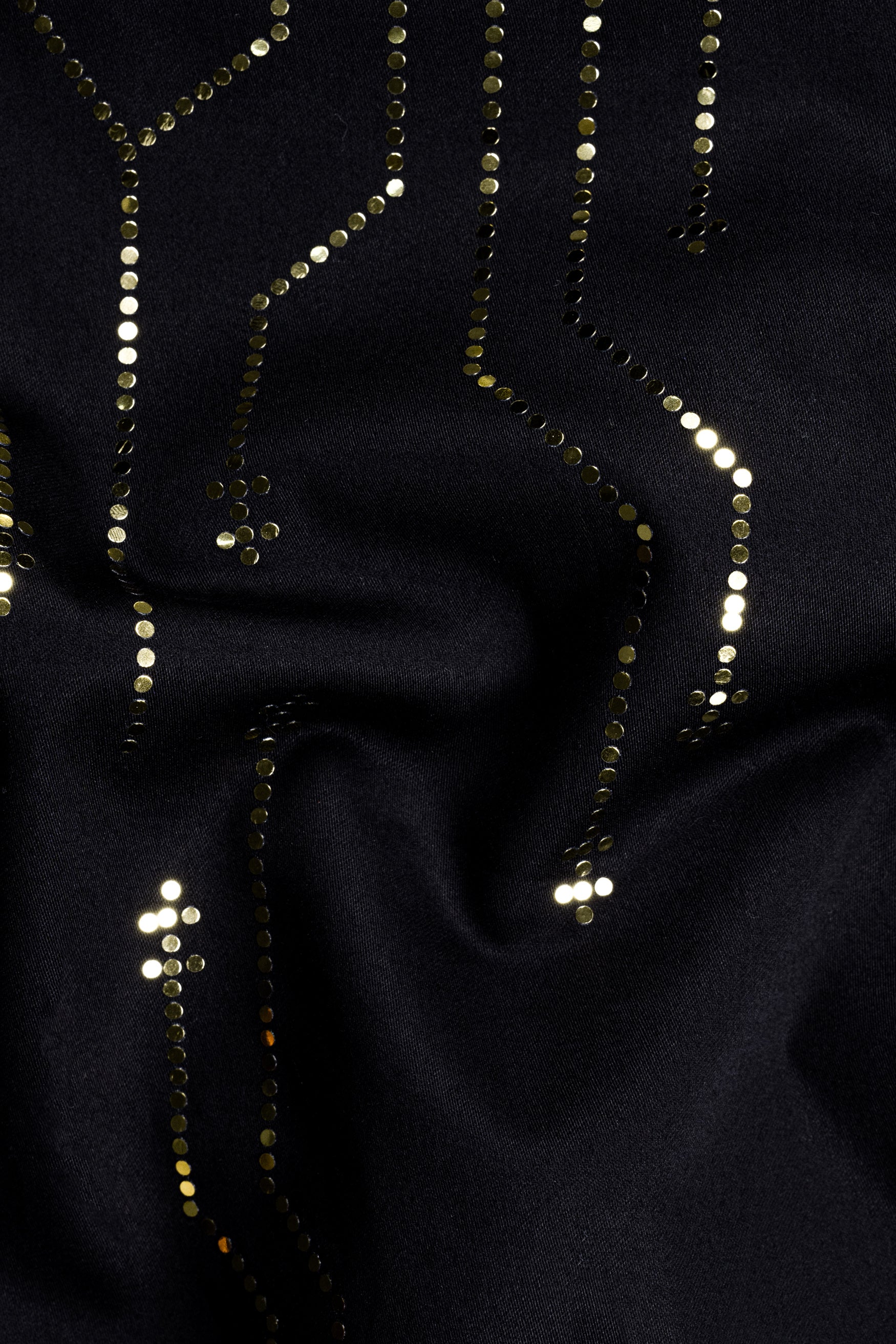 Jade Black with Golden Hotfix Subtle Sheen Super Soft Premium Cotton Designer Shirt