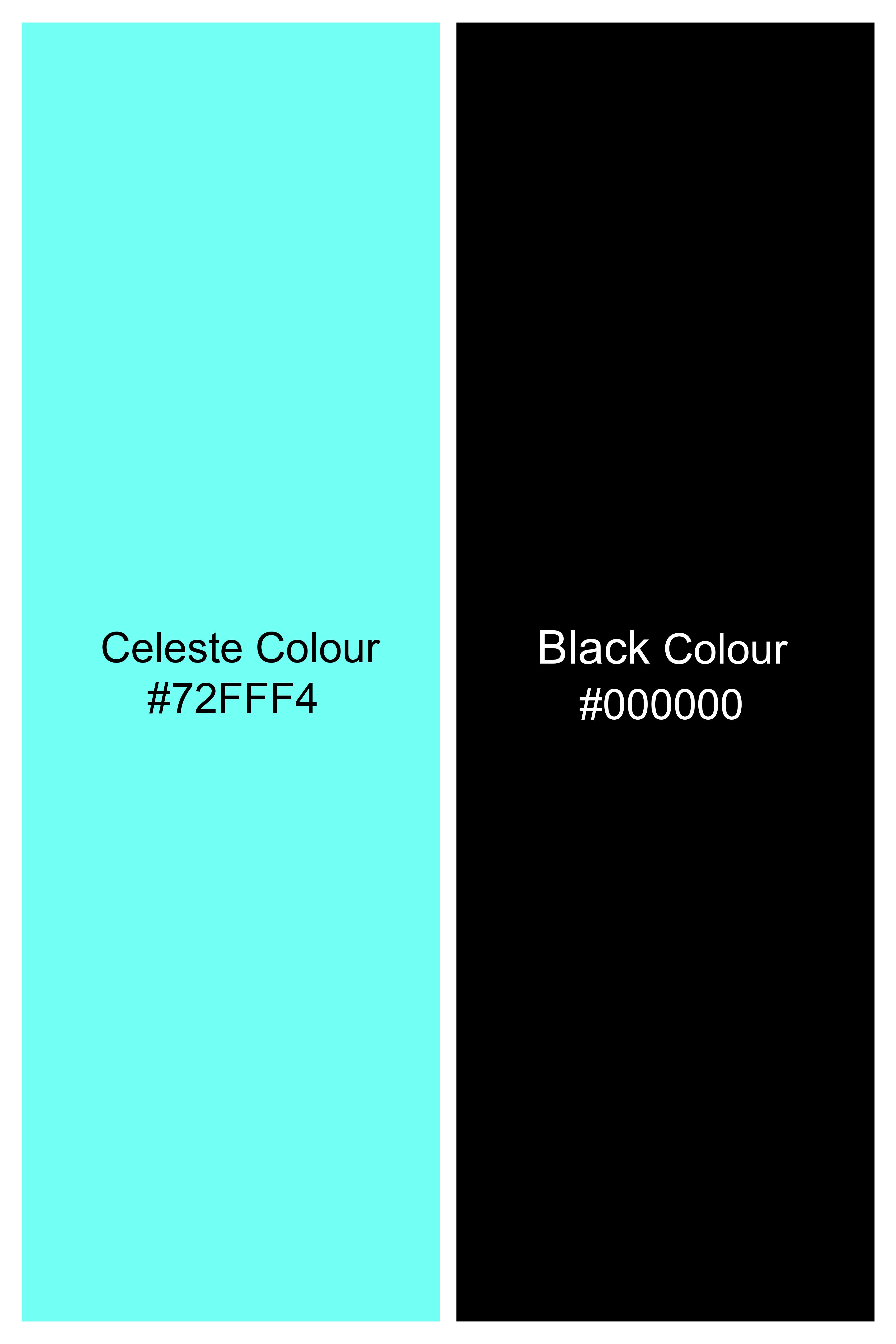 Celeste Blue and Black Dobby Textured Premium Giza Cotton Shirt