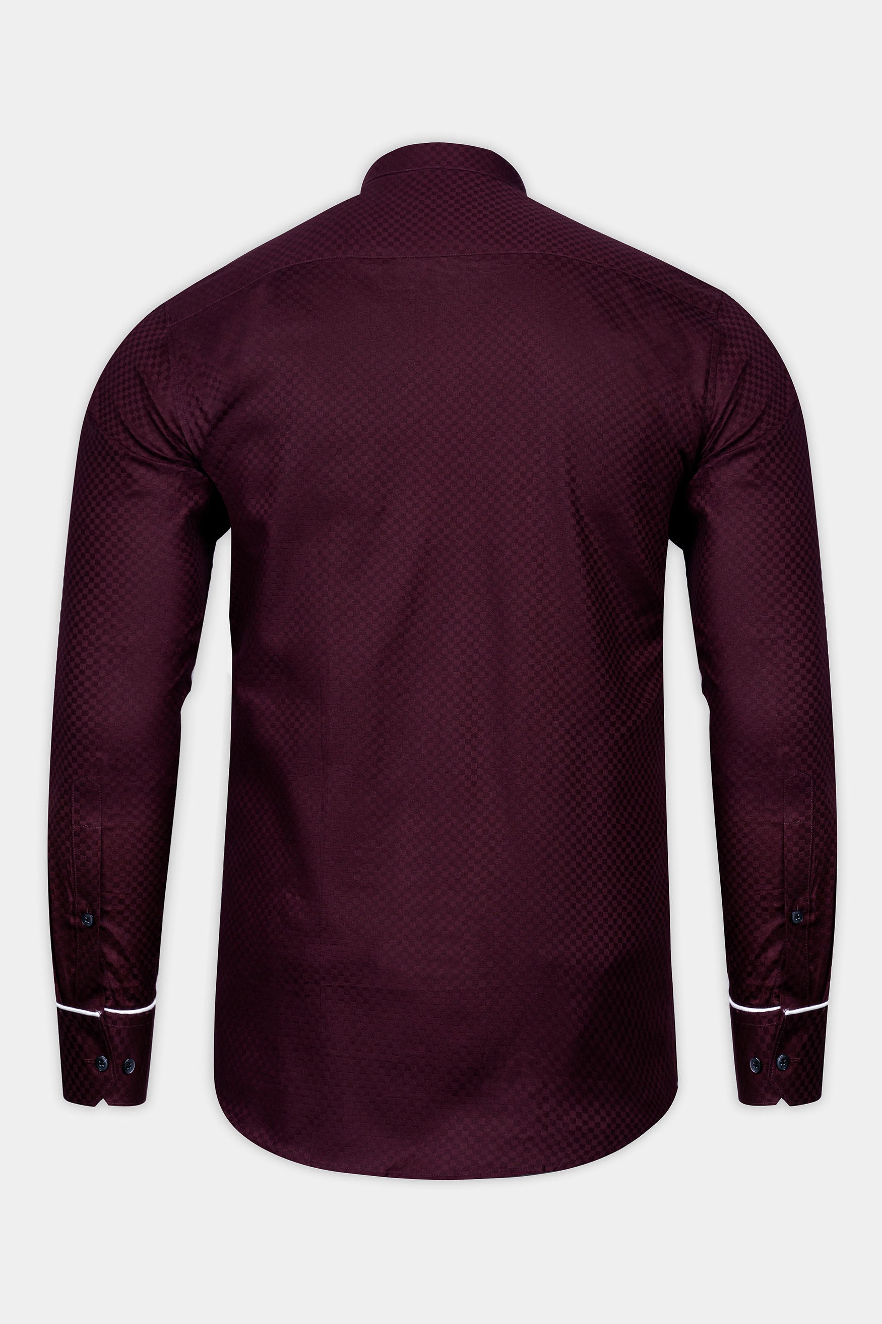 Tamarind maroon With White Piping Work Twill Premium Cotton Designer Shirt