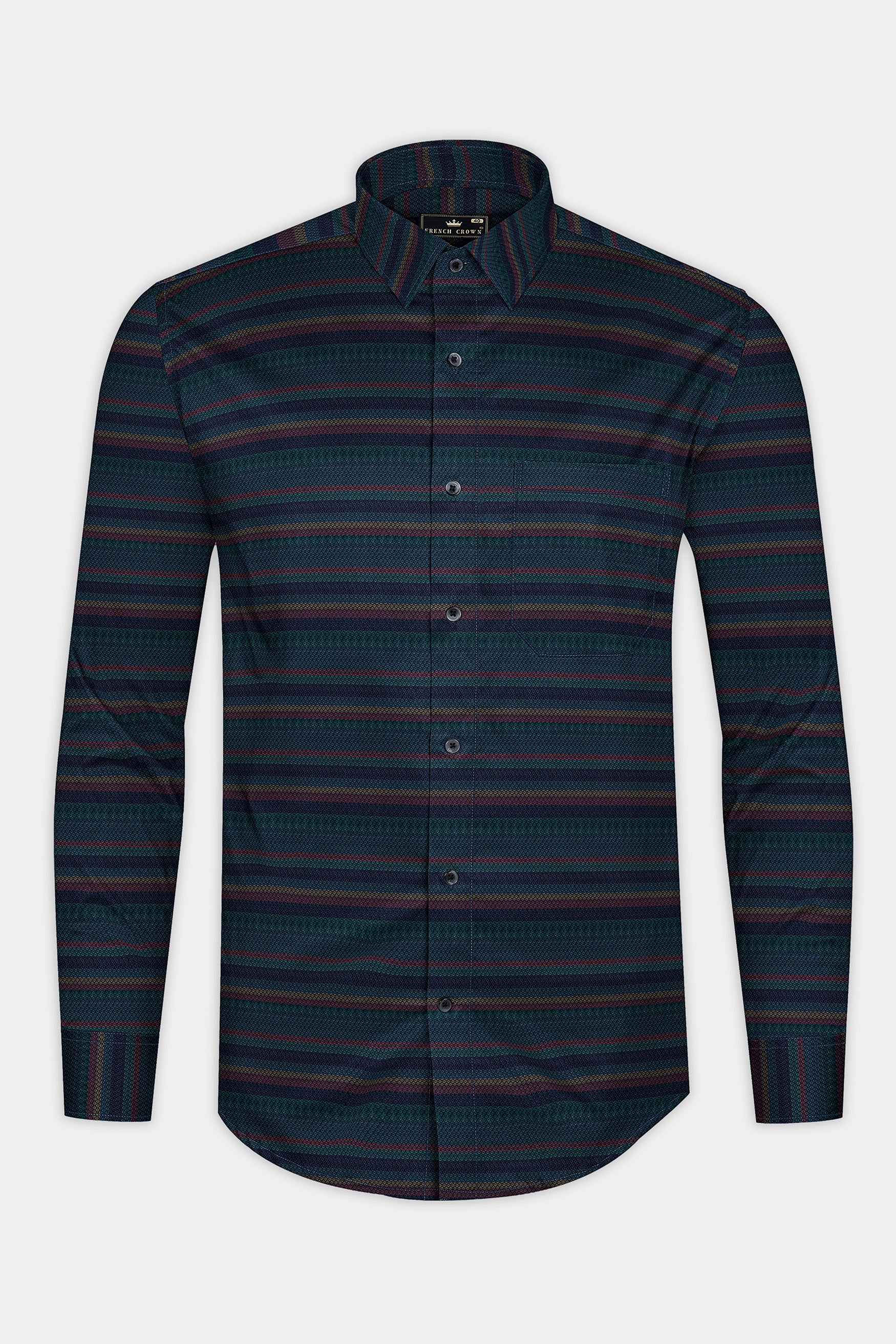 Tiber Blue And Eclipse Maroon Jacquard Textured Premium Giza Cotton Shirt
