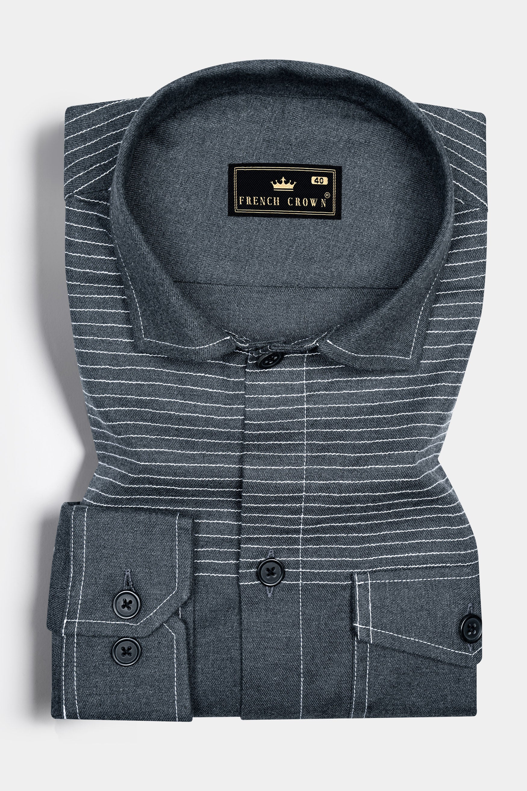 Outer Space Gray Textured Royal Oxford Designer Shirt