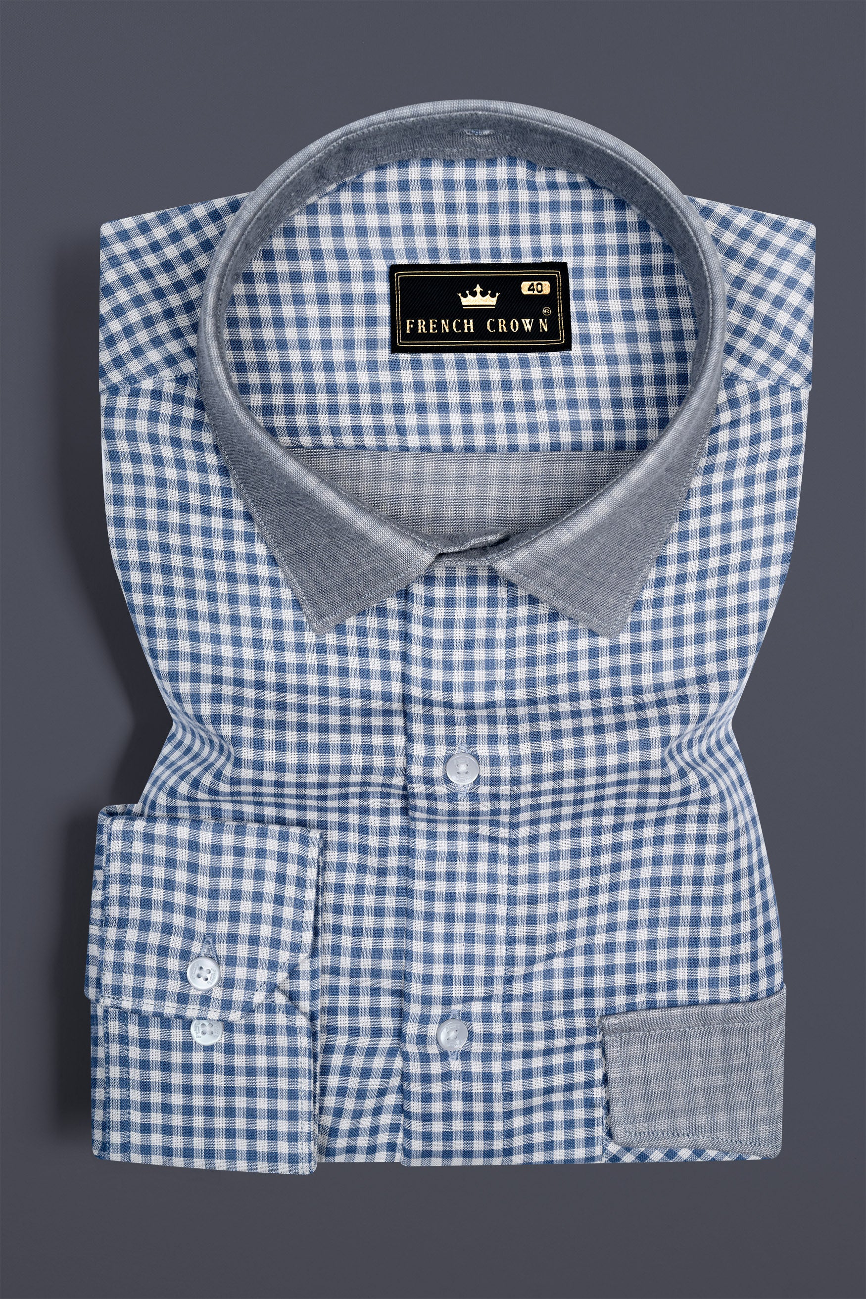 Kashmir Blue And Bright White Casual Checks-Plaid Premium Cotton