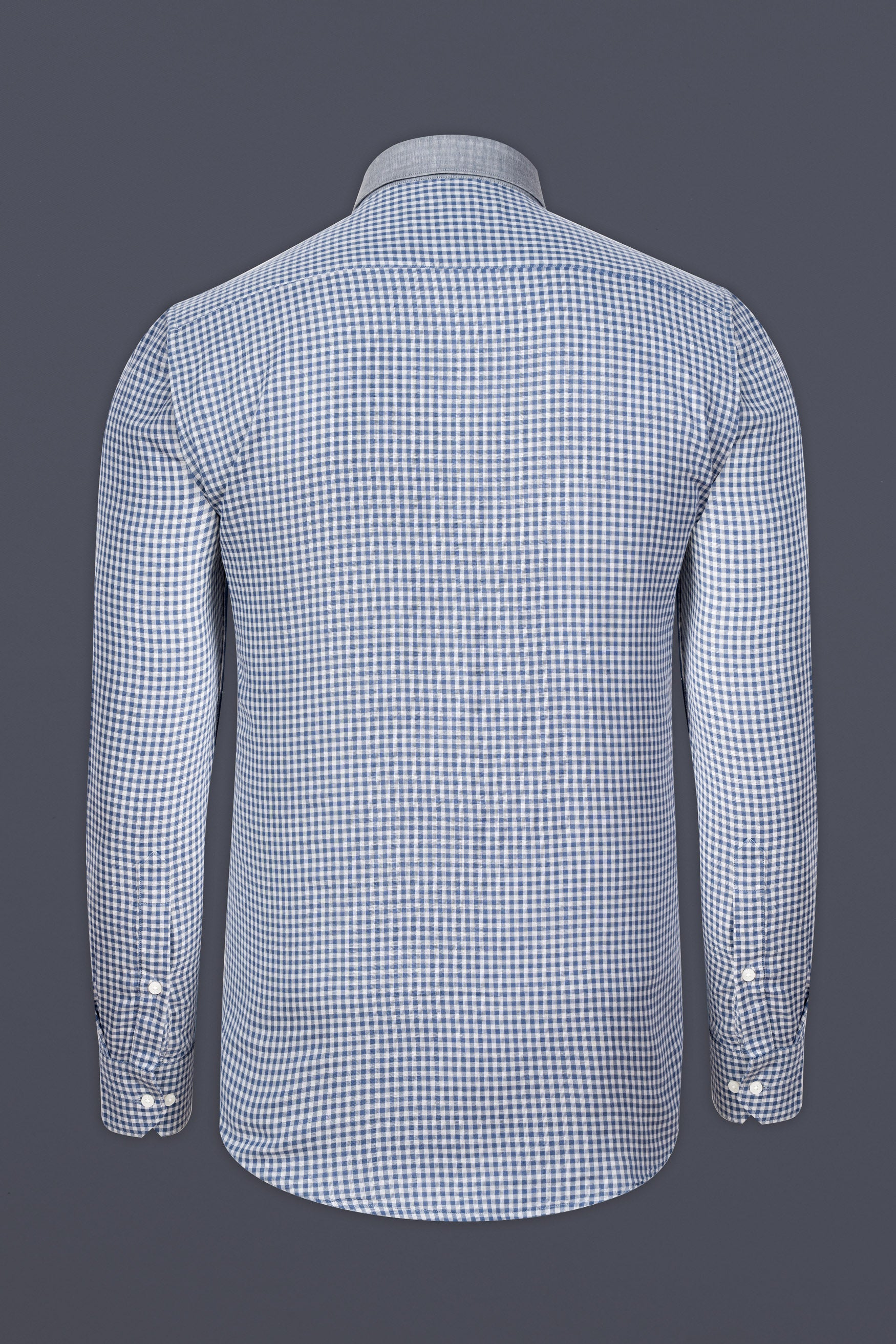 Kashmir Blue And Bright White Casual Checks-Plaid Premium Cotton