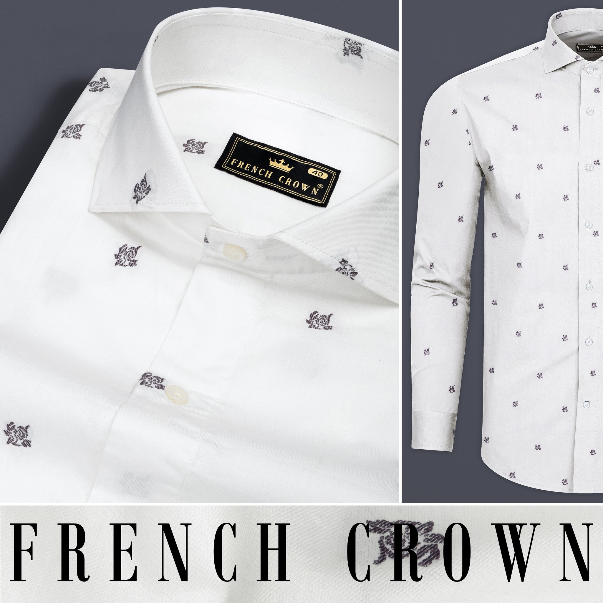 White Textured Jacquard Weave Classic Custom Shirt main image 1