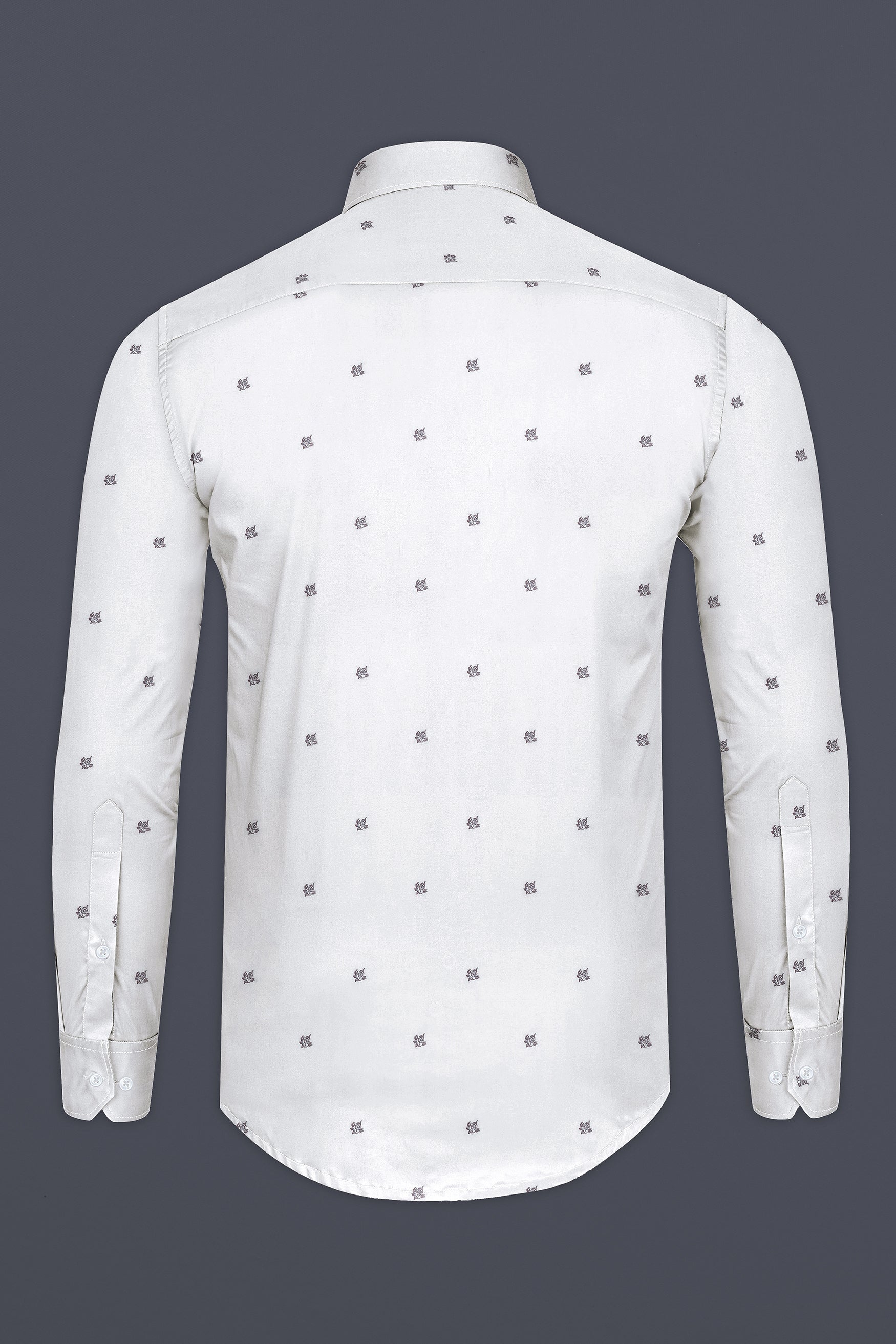 Bright White Flower Jacquard Textured Premium Giza Cotton Shirt
