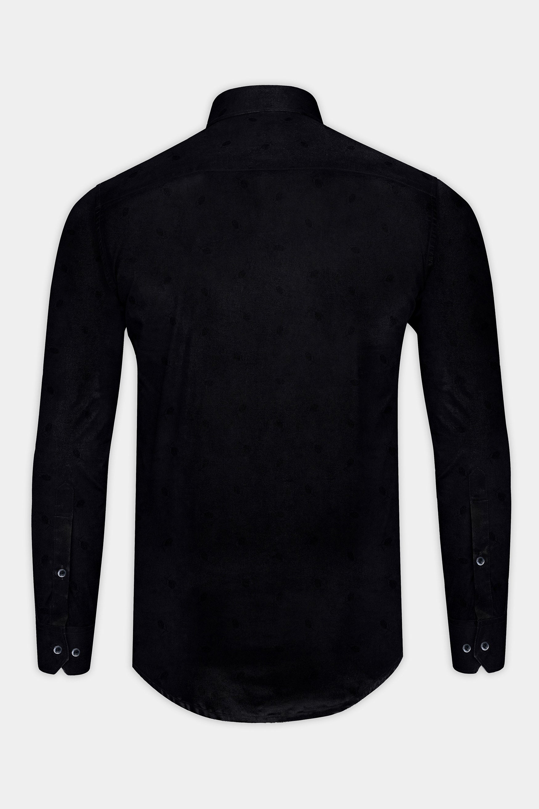 Jade Black Flower Jacquard Formal / Casual Textured Premium Cotton