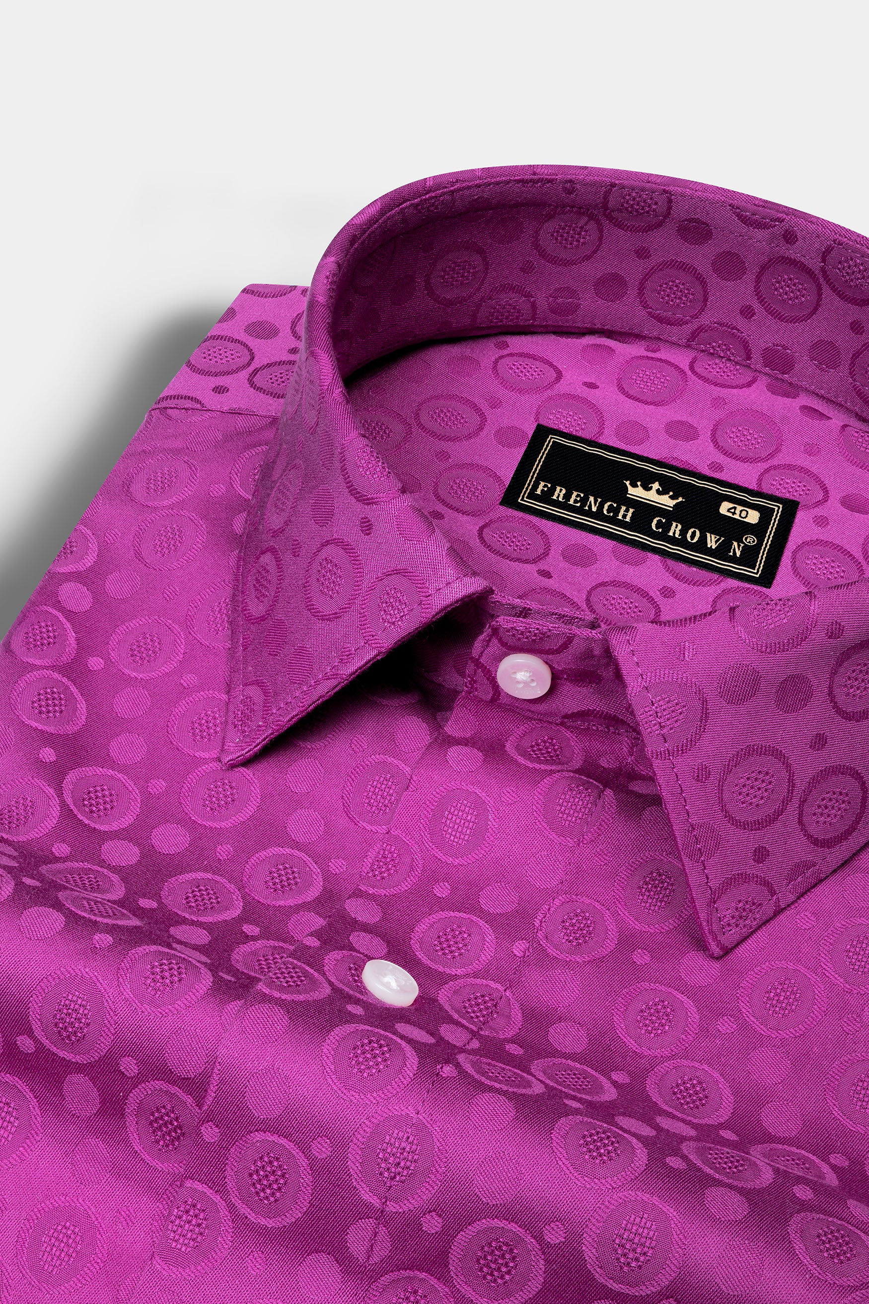 Fuchsia Pink Jacquard Textured Premium Giza Cotton Shirt