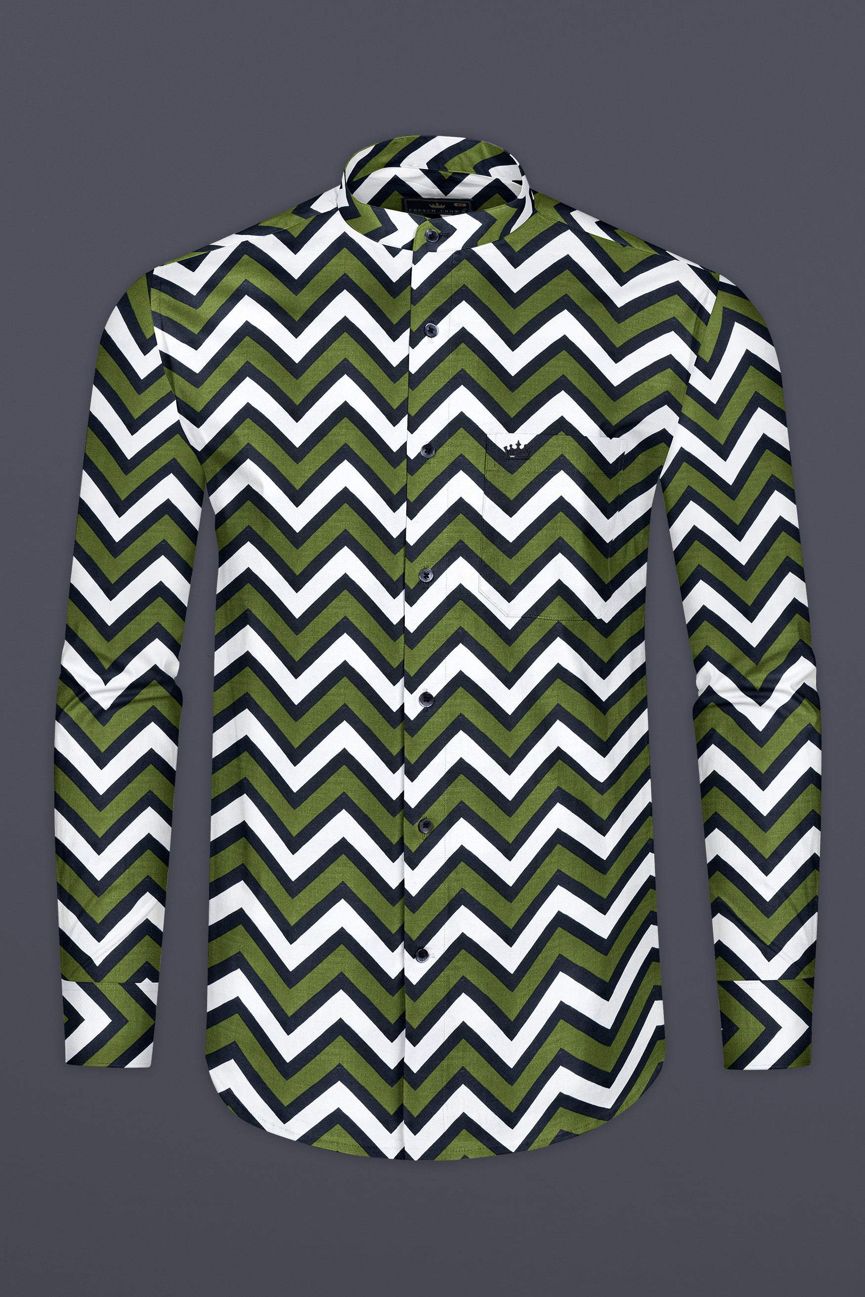 Finch Green And Cinder Black Chevron Prints Super Soft Premium Cotton Designer Shirt 12383-M-BLK-38, 12383-M-BLK-H-38, 12383-M-BLK-39, 12383-M-BLK-H-39, 12383-M-BLK-40, 12383-M-BLK-H-40, 12383-M-BLK-42, 12383-M-BLK-H-42, 12383-M-BLK-44, 12383-M-BLK-H-44, 12383-M-BLK-46, 12383-M-BLK-H-46, 12383-M-BLK-48, 12383-M-BLK-H-48, 12383-M-BLK-50, 12383-M-BLK-H-50, 12383-M-BLK-52, 12383-M-BLK-H-52