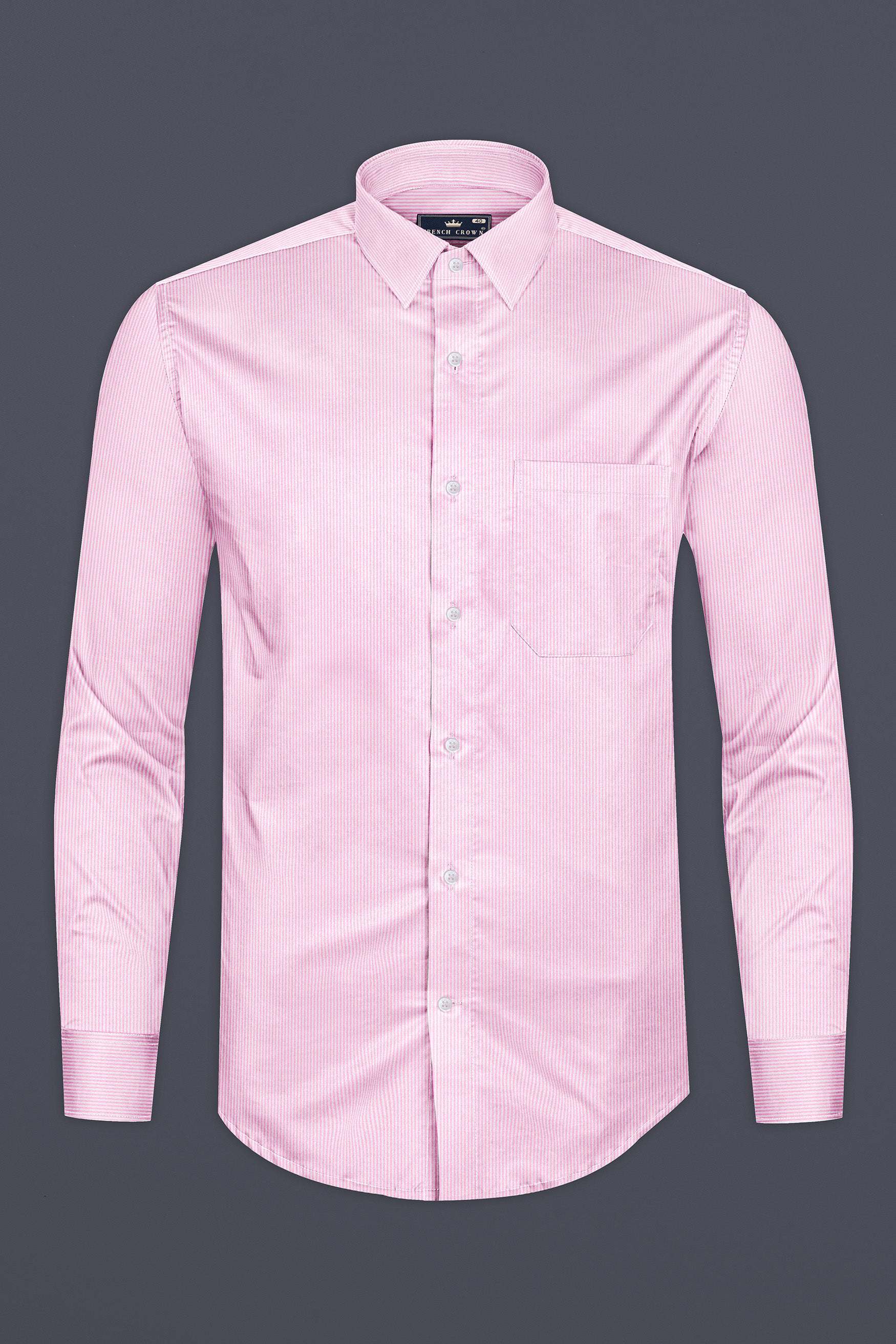 Pastel Pink and Bright White Striped Premium Cotton Shirt