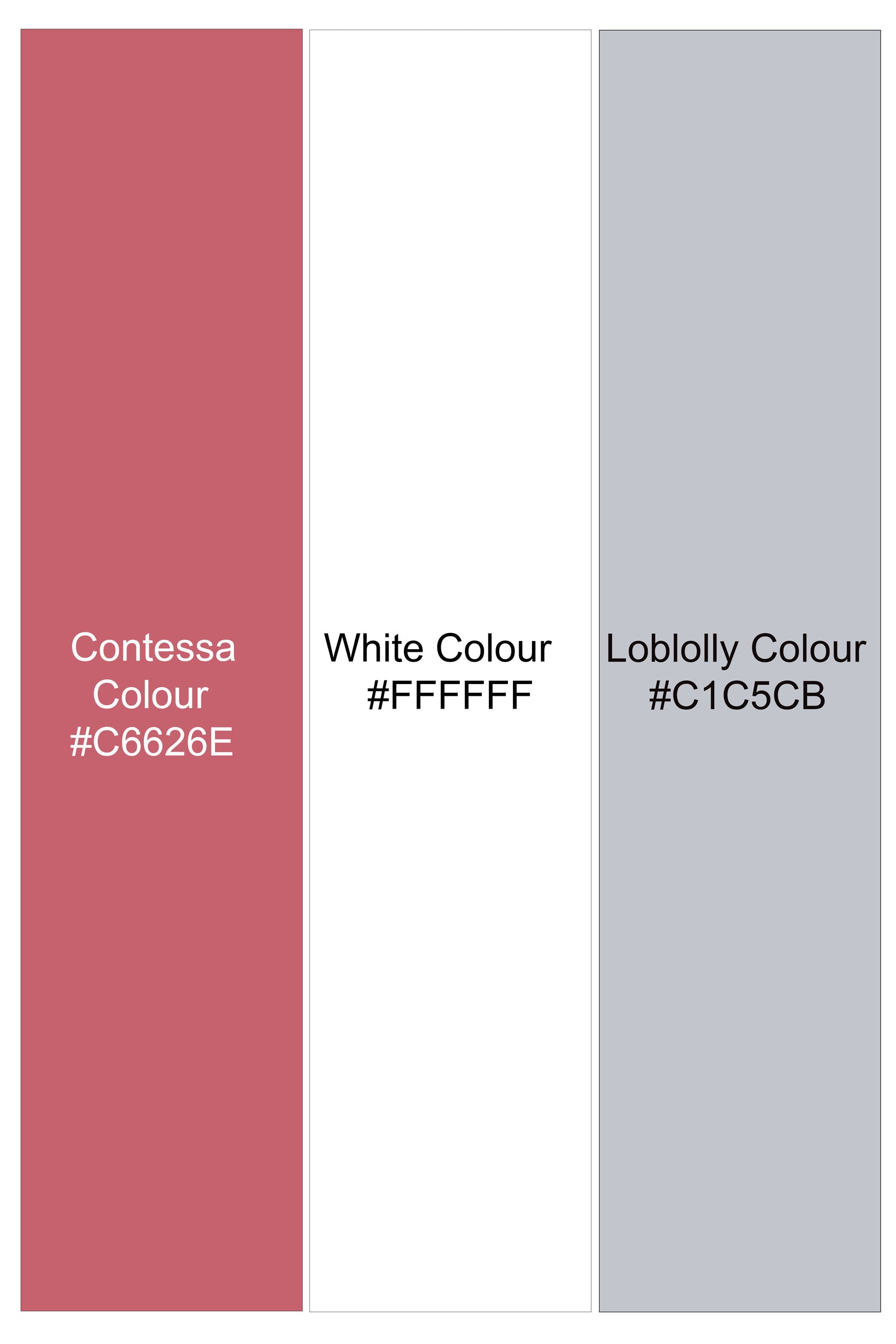 Contessa Red and Loblolly Gray Dobby Textured Premium Giza Cotton Designer Shirt