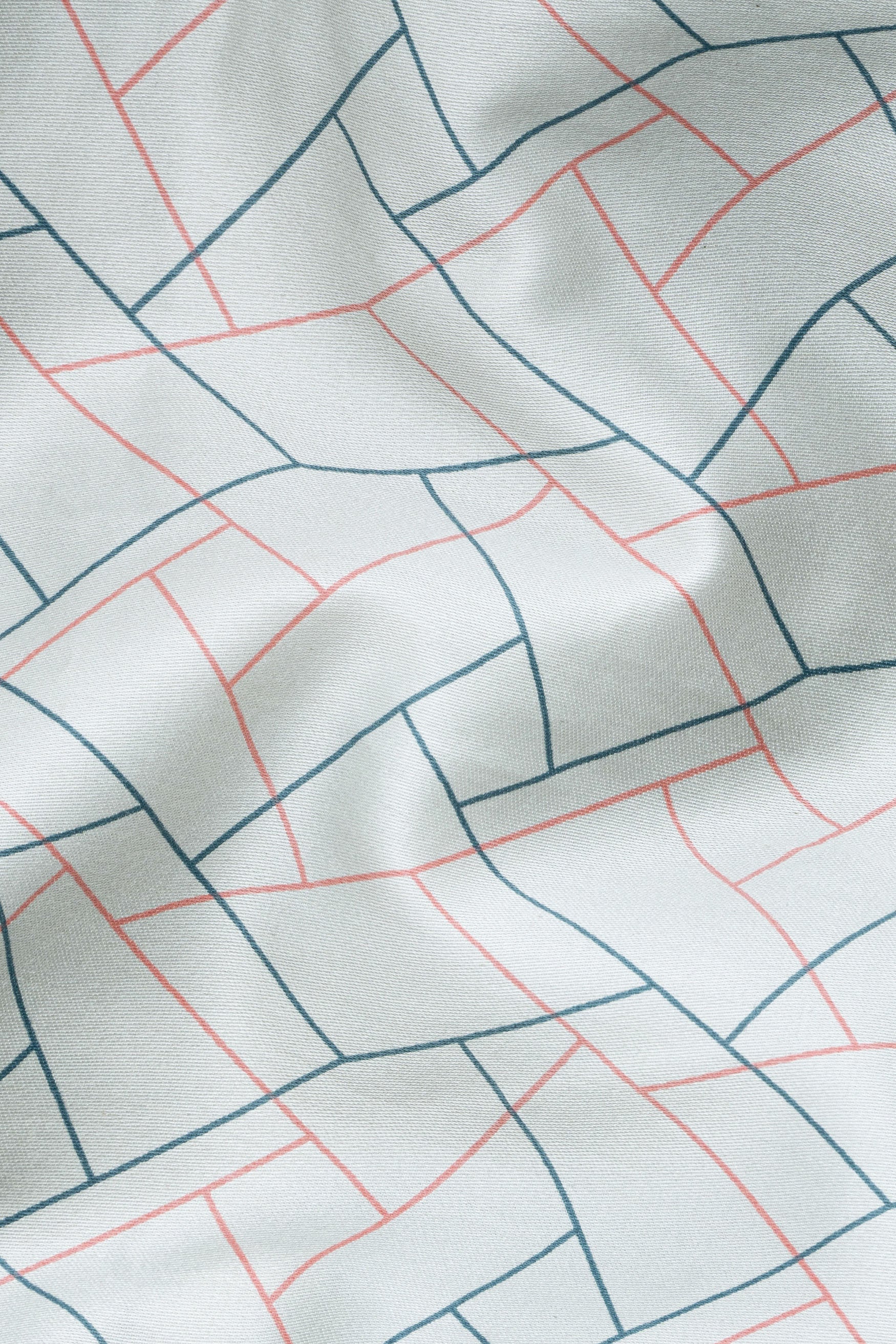French Green Multicolour Abstract Lines Printed Subtle Sheen Super Soft Premium Cotton Shirt
