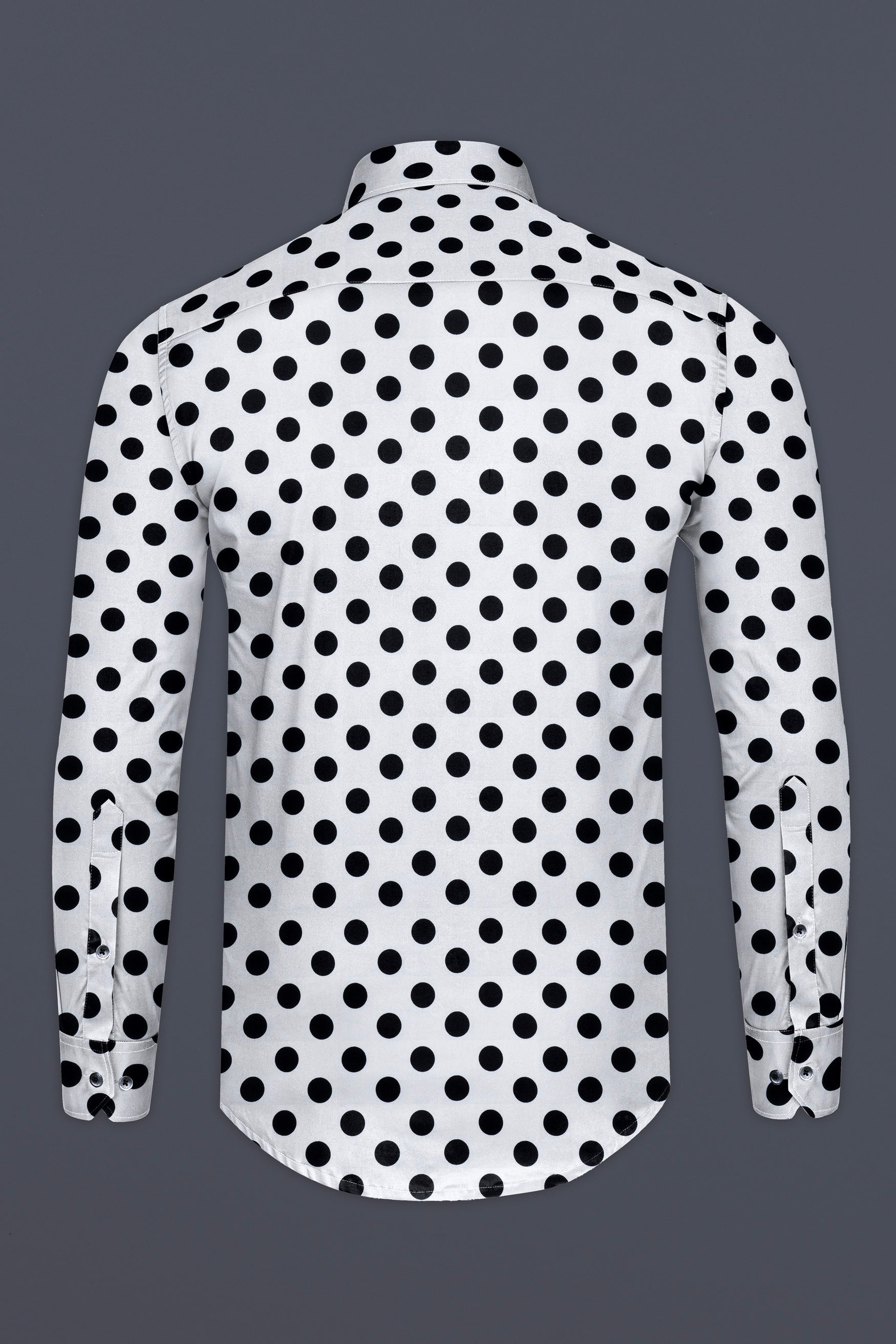 Black and White Polka Dotted Poplin Giza Cotton Shirt
