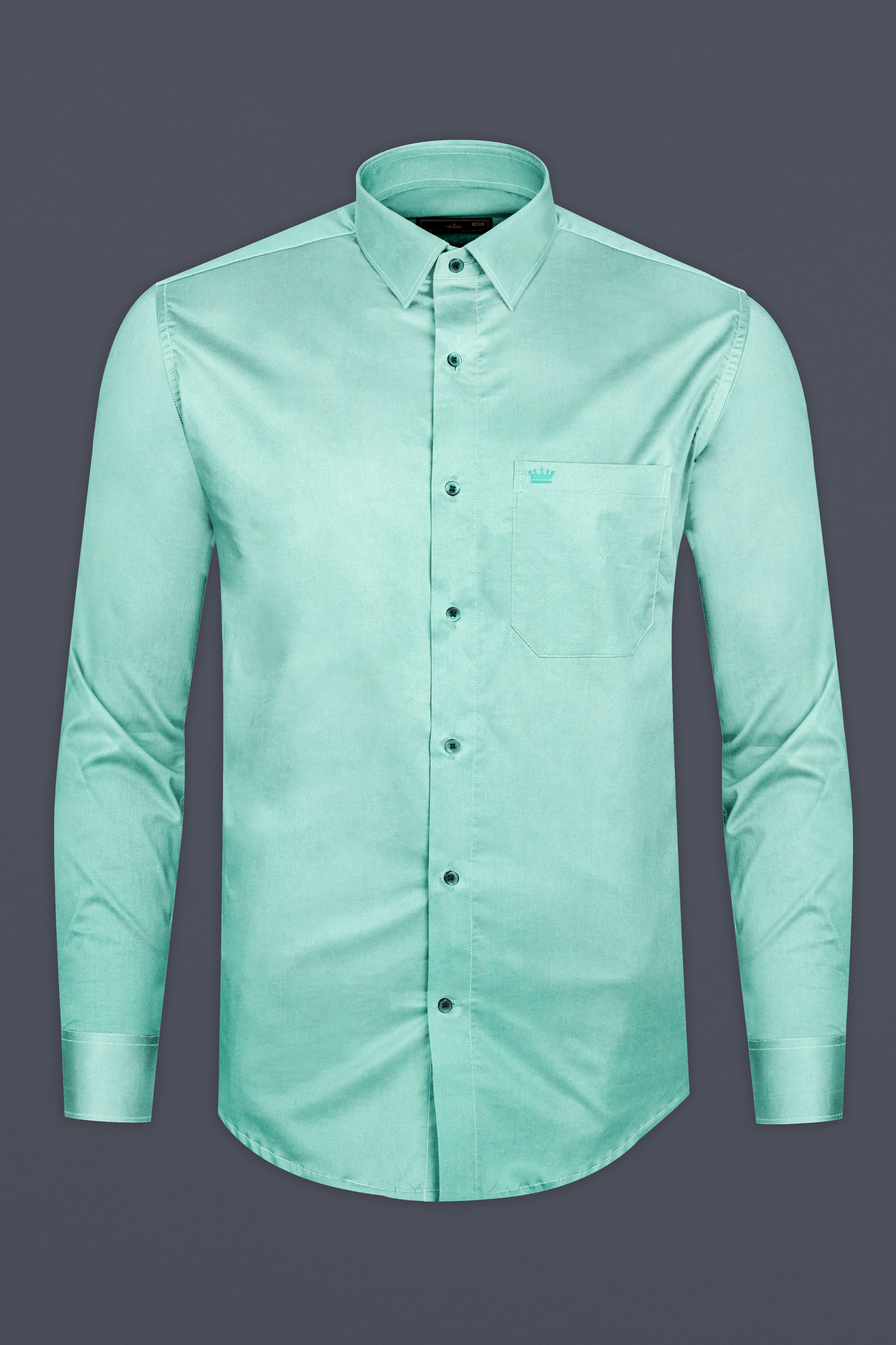 Downy Green Plain-solid Subtle Sheen Super Soft Premium Cotton Shirt