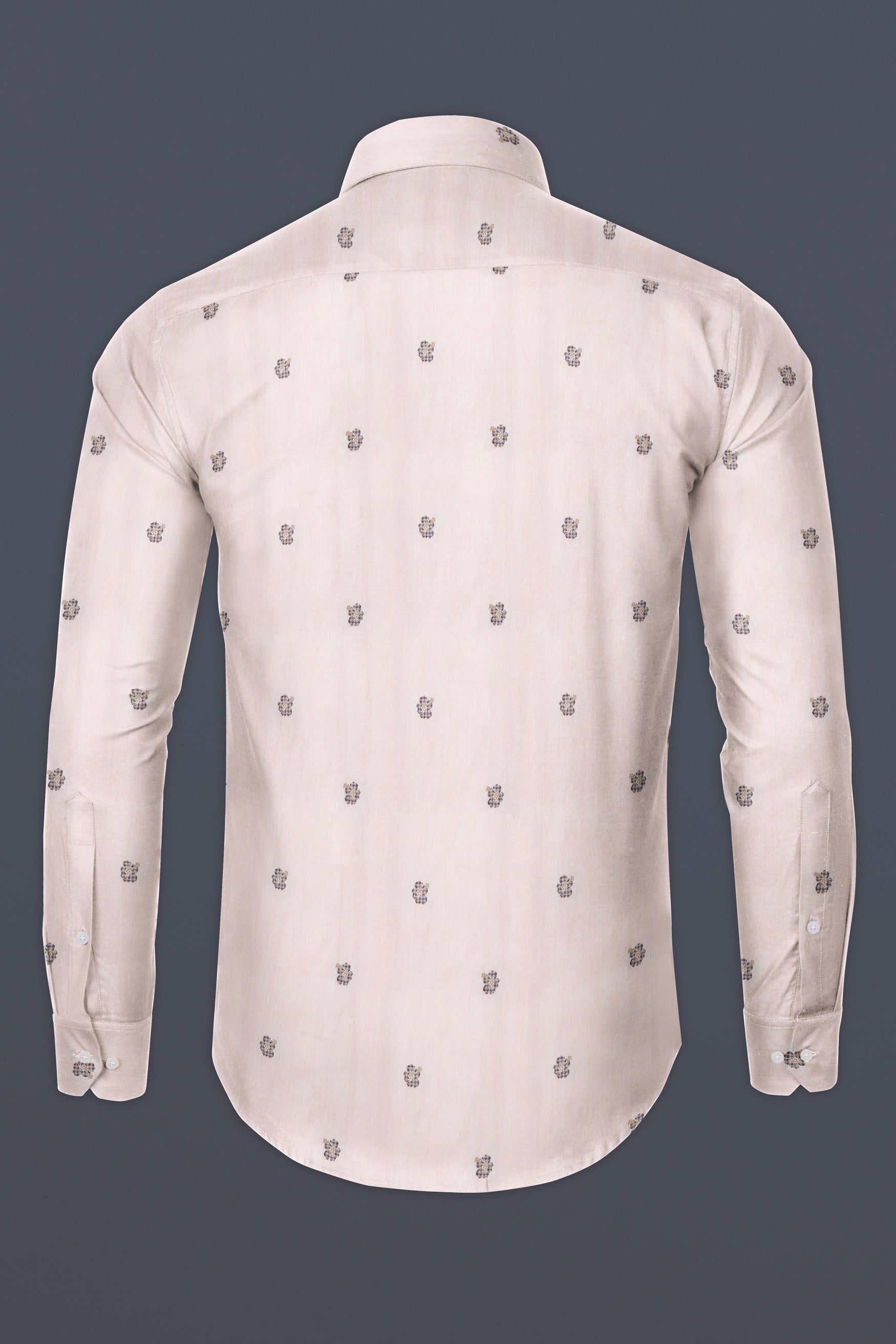 Down Pink with Mondo Brown flower printed jacquard Textured Premium Giza Cotton Shirt