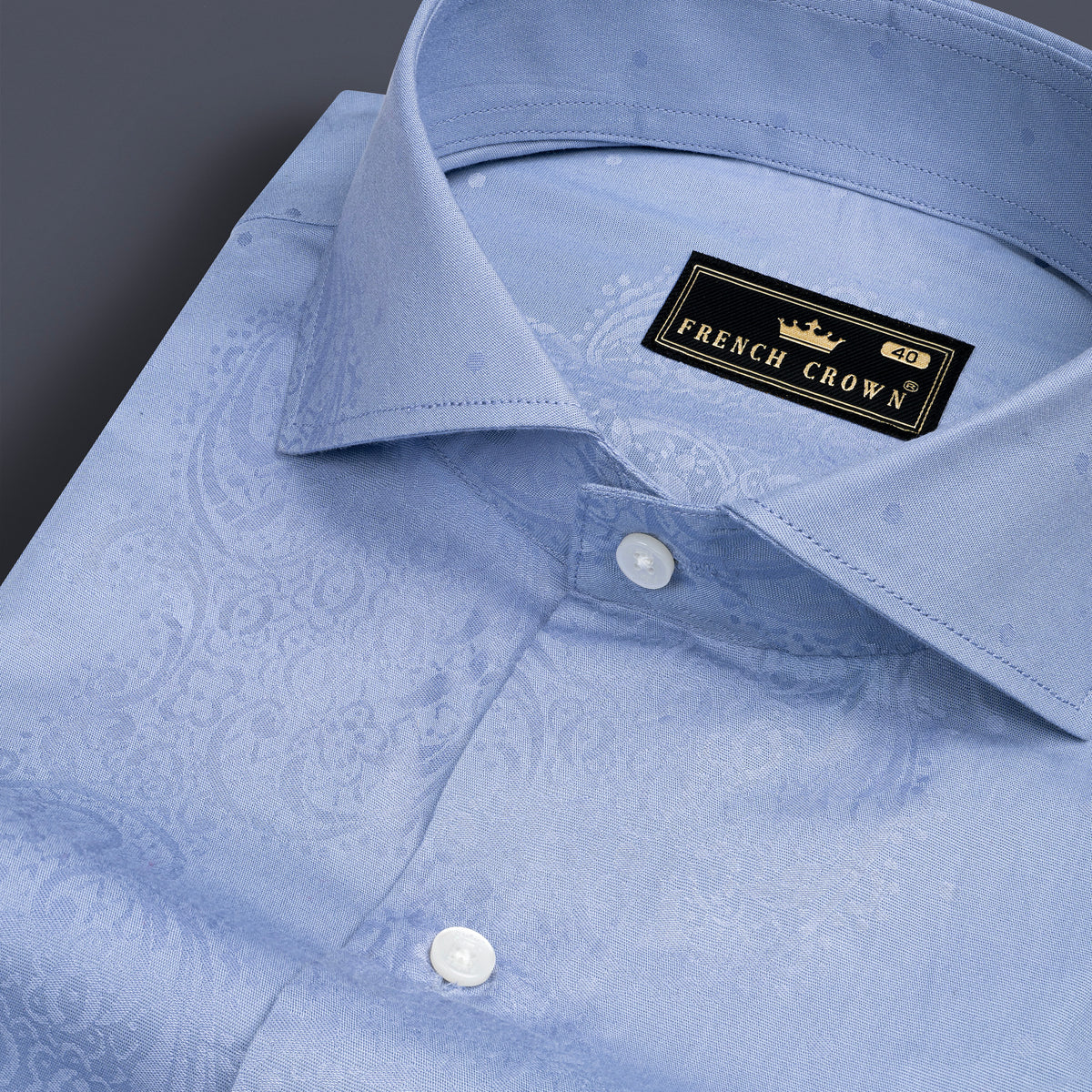 Polo Blue Formal Casual Prints Premium Cotton Jacquard Shirt For