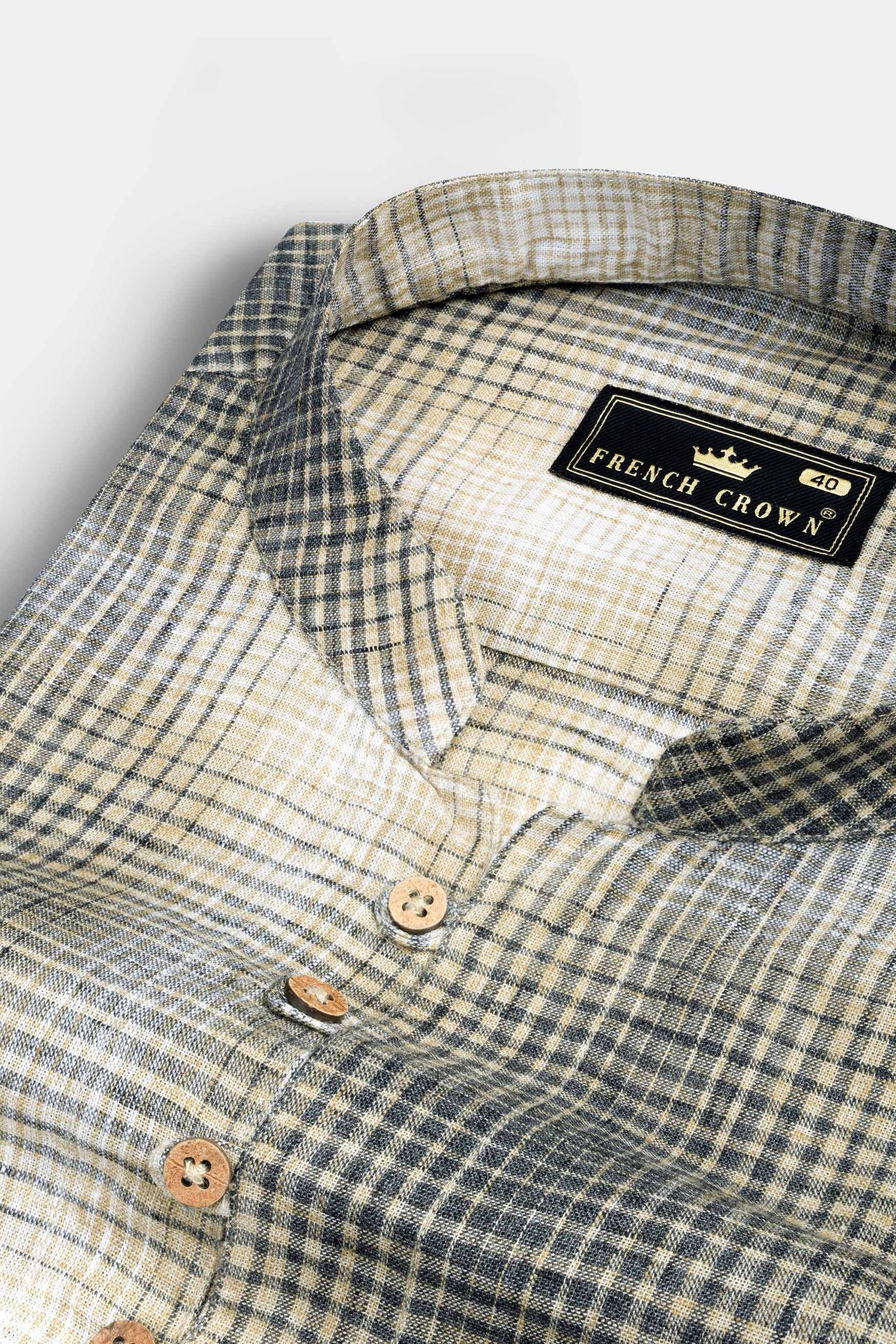 Pavlova brown and Scarpa Gray Checked Luxurious Linen Shirt