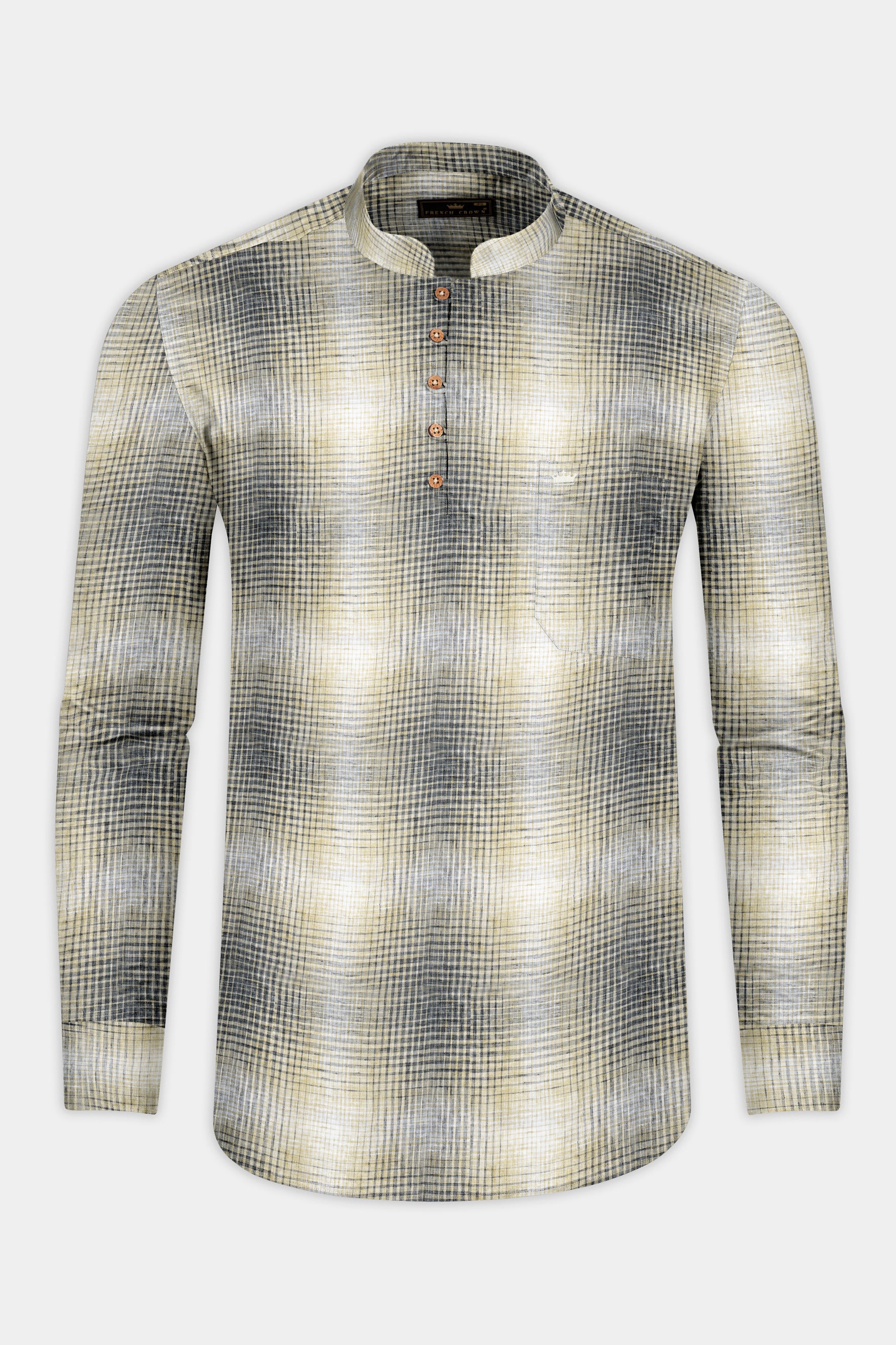 Pavlova brown and Scarpa Gray Checked Luxurious Linen Shirt