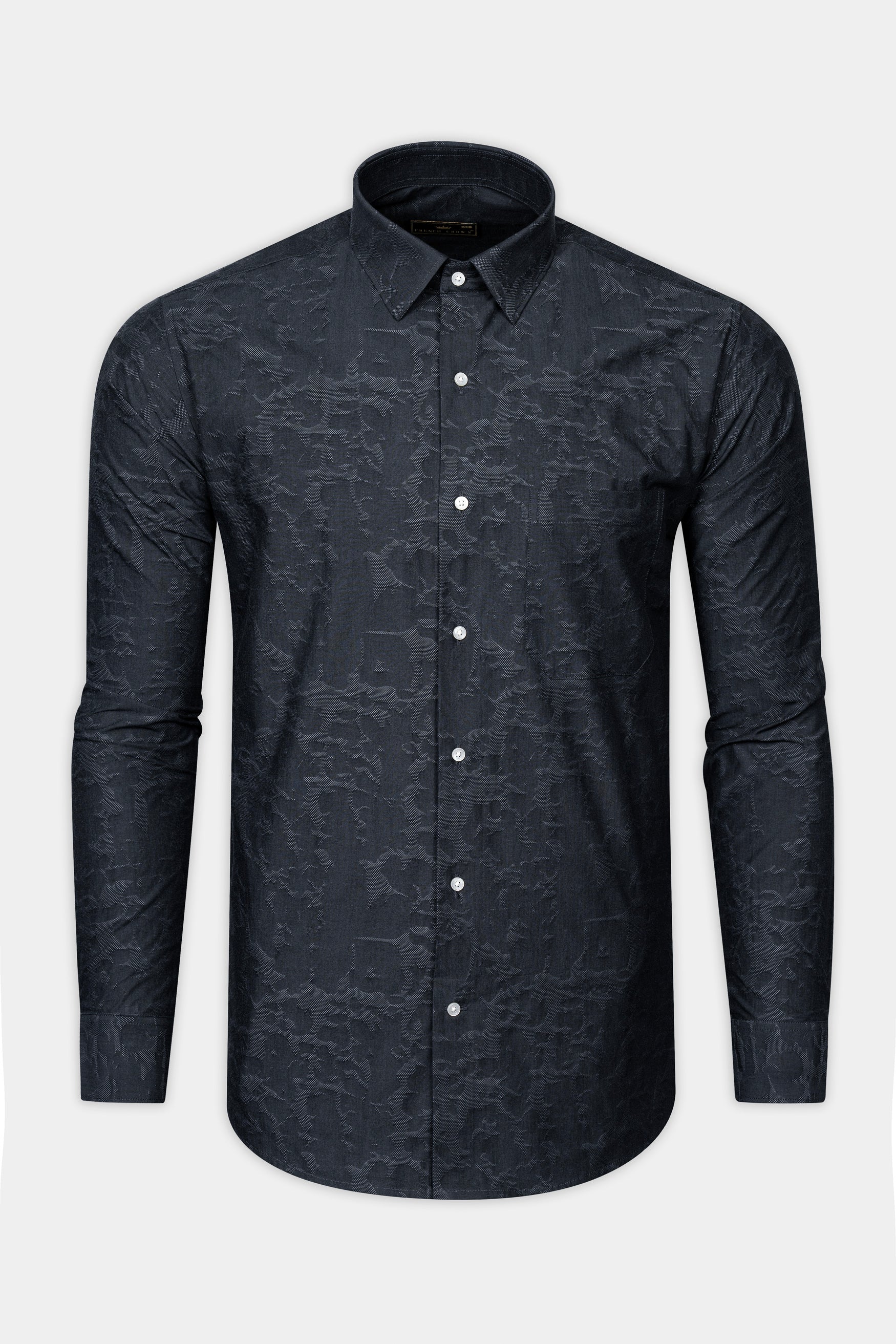 Shark Grey Jacquard Textured Premium Giza Cotton Shirt