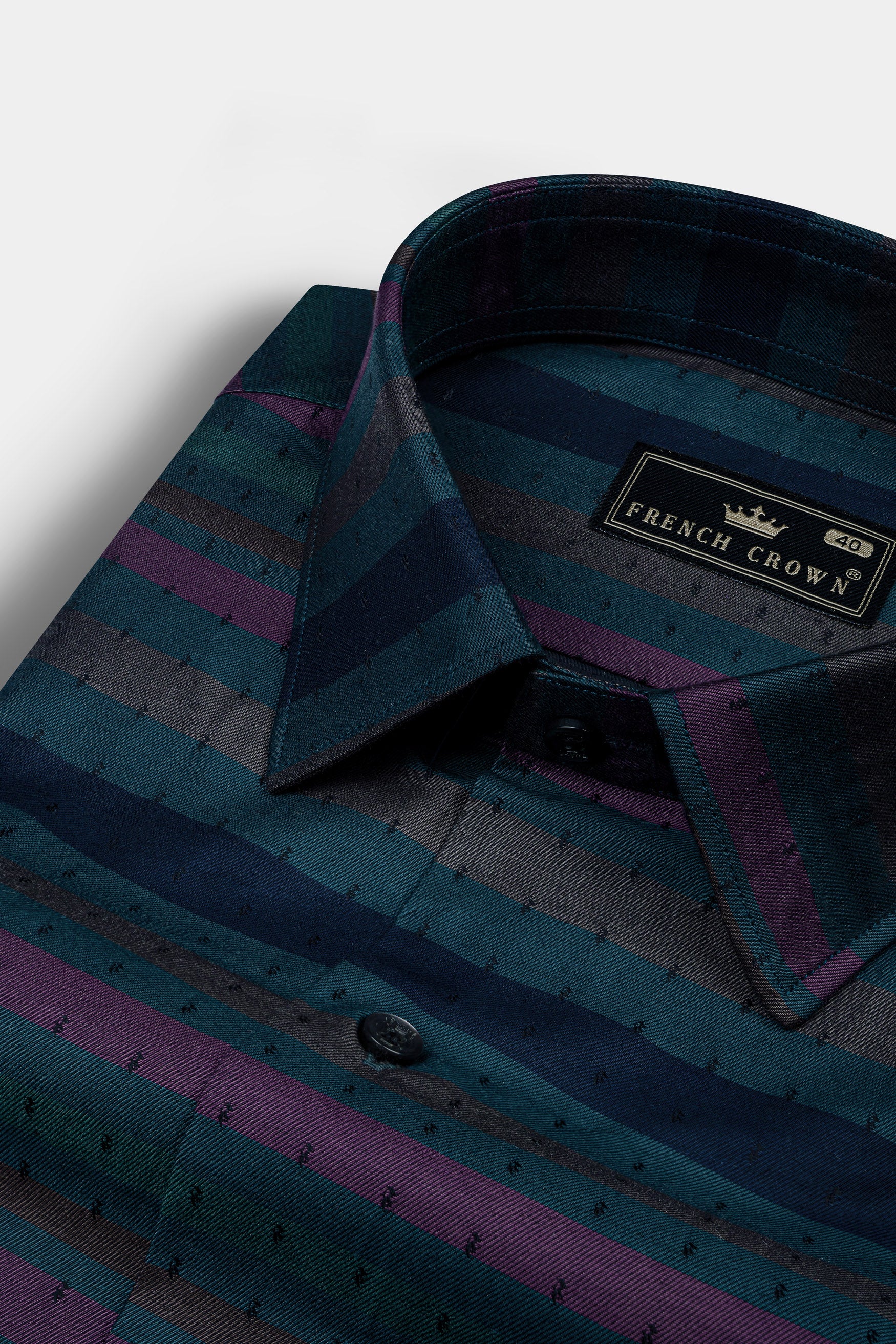 Blumine blue and Byzantium Purple Jacquard Textured Premium Giza Cotton Shirt
