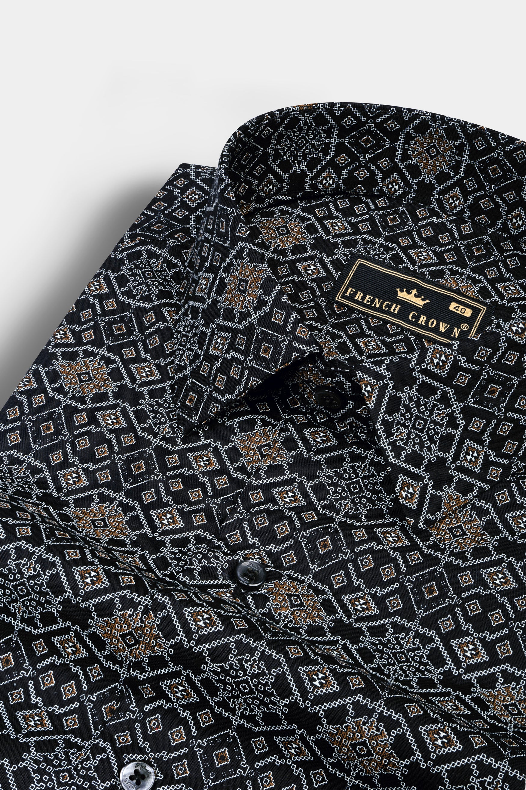 Woodsmoke Black Aztec Art Patterned Super Soft Premium Cotton Shirt