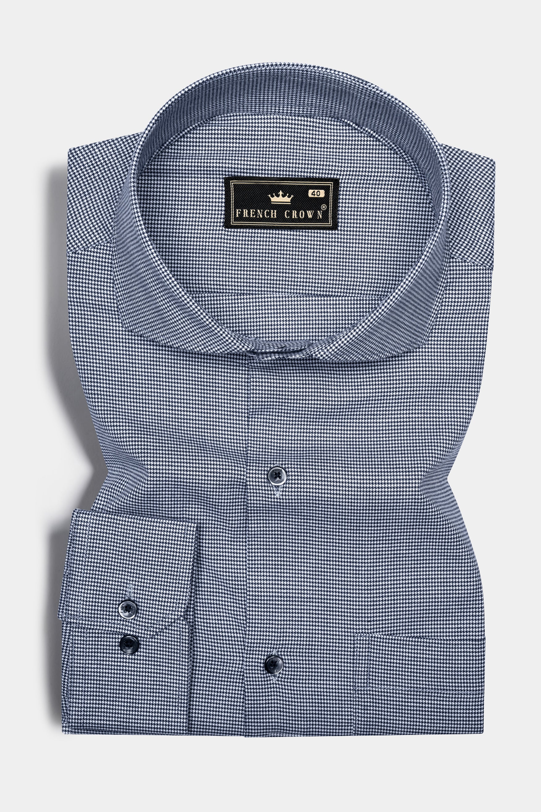 Mirage Blue with White Micro Houndstooth Shirt